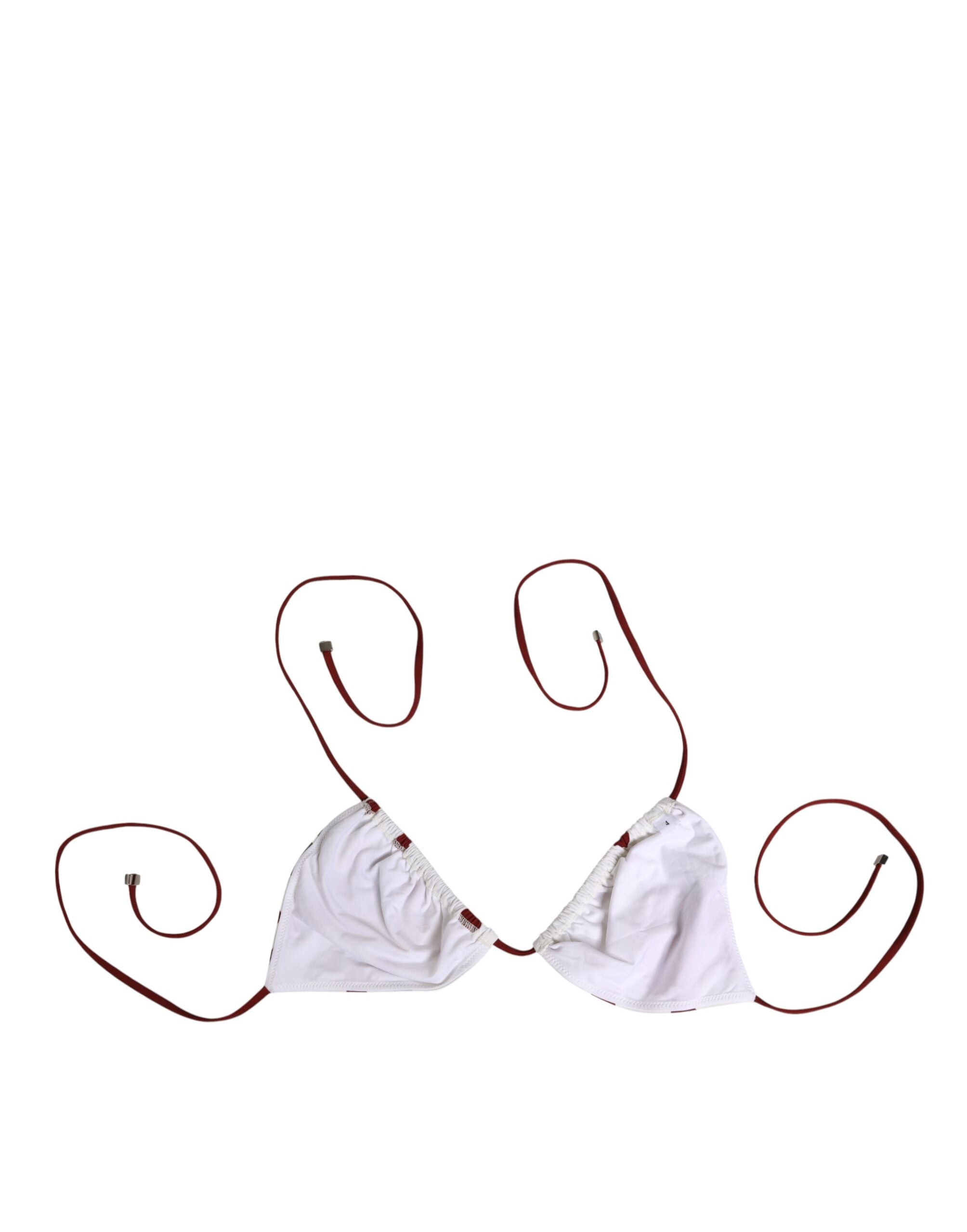 Dolce & Gabbana Weiß Rot Polka Dot Floral Print Triangle