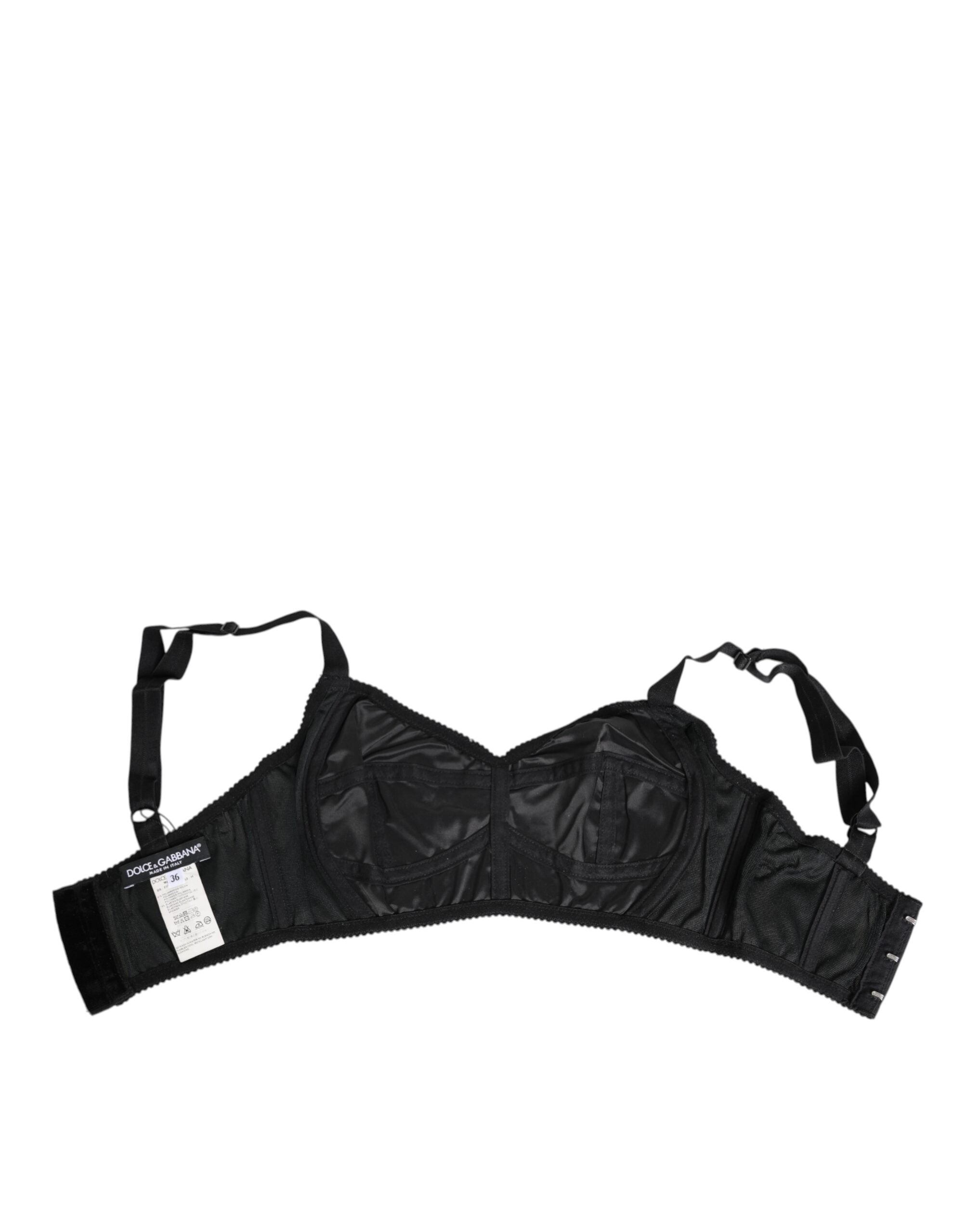 Dolce & Gabbana Schwarzer Stretch Nylon Bustier BH Unterwäsche