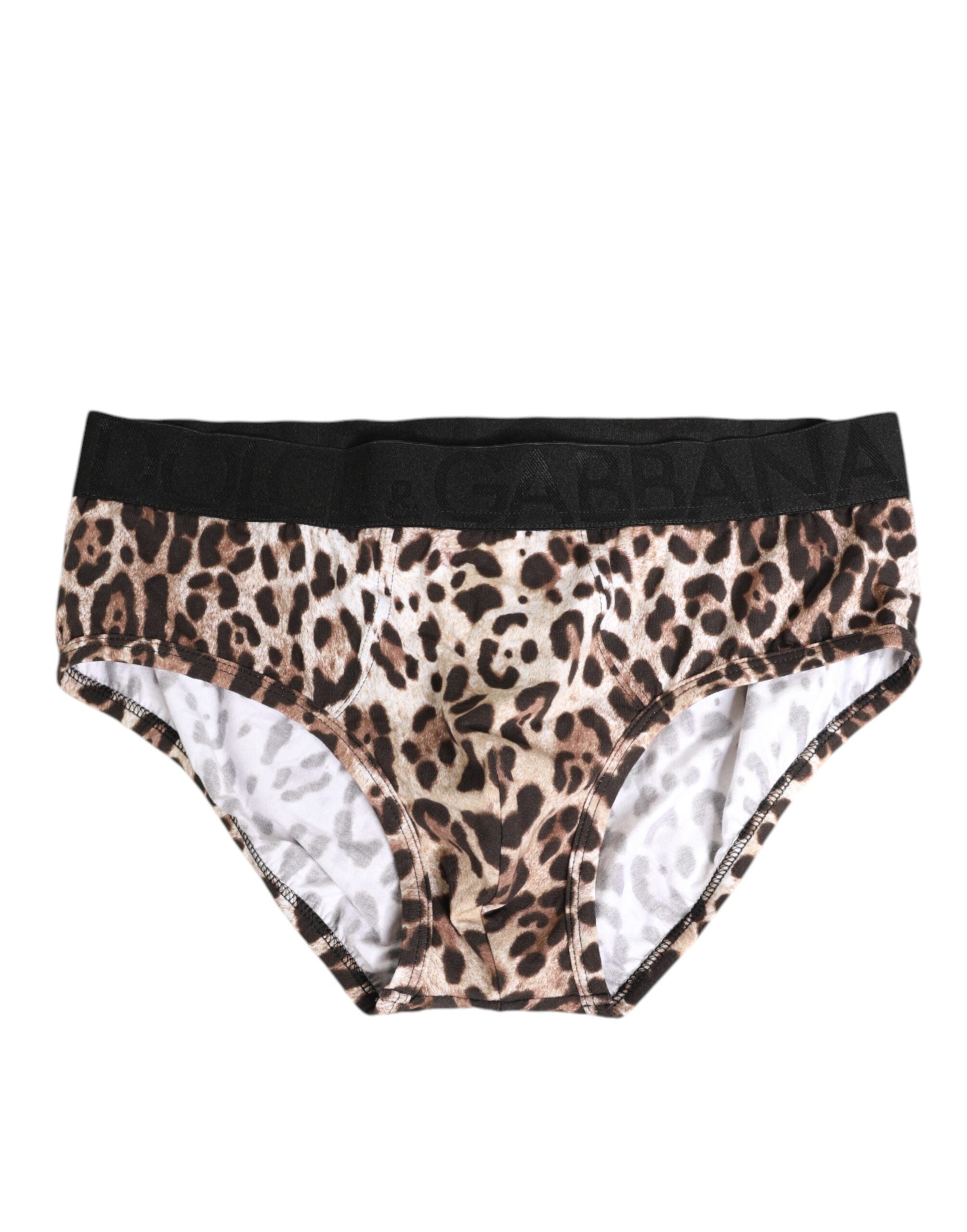 Dolce & Gabbana Leopard Print Schwarz Bund Baumwolle Unterwäsche