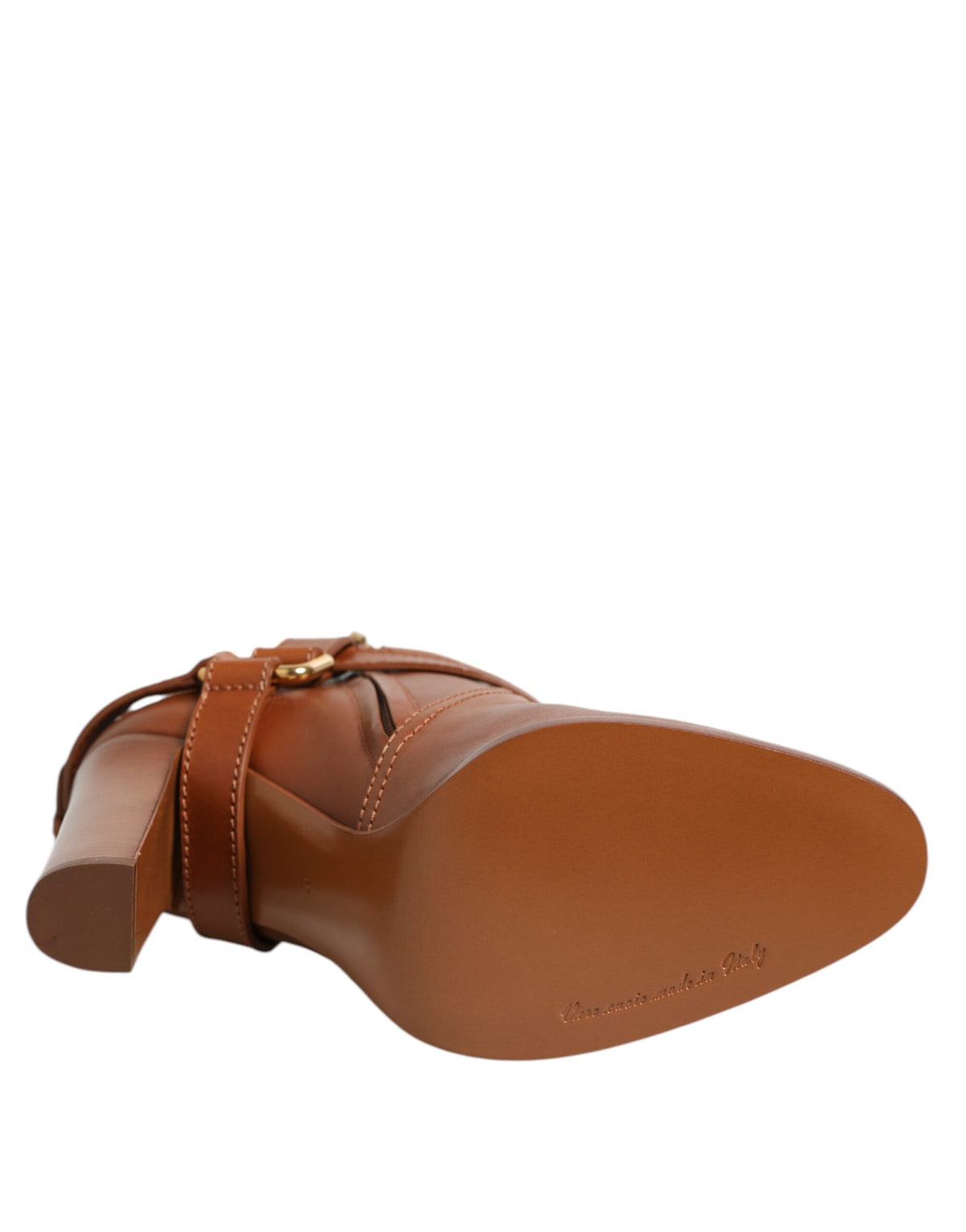 Dolce & Gabbana Bruine Leren DG Logo Gesp Enkellaarsjes Schoenen