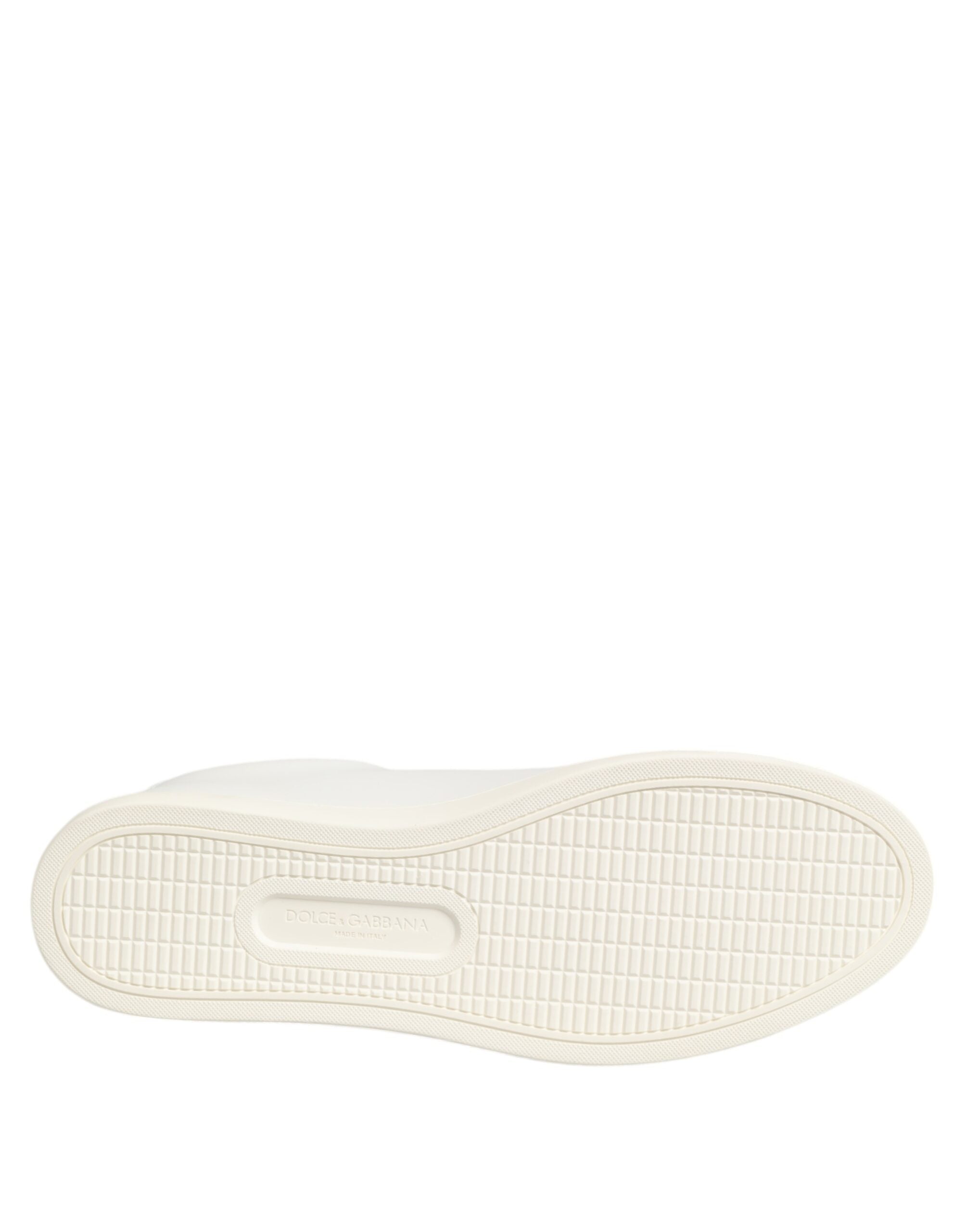 Dolce & Gabbana Weißes Leder mit Rosenstickerei Low-Top Schuhe