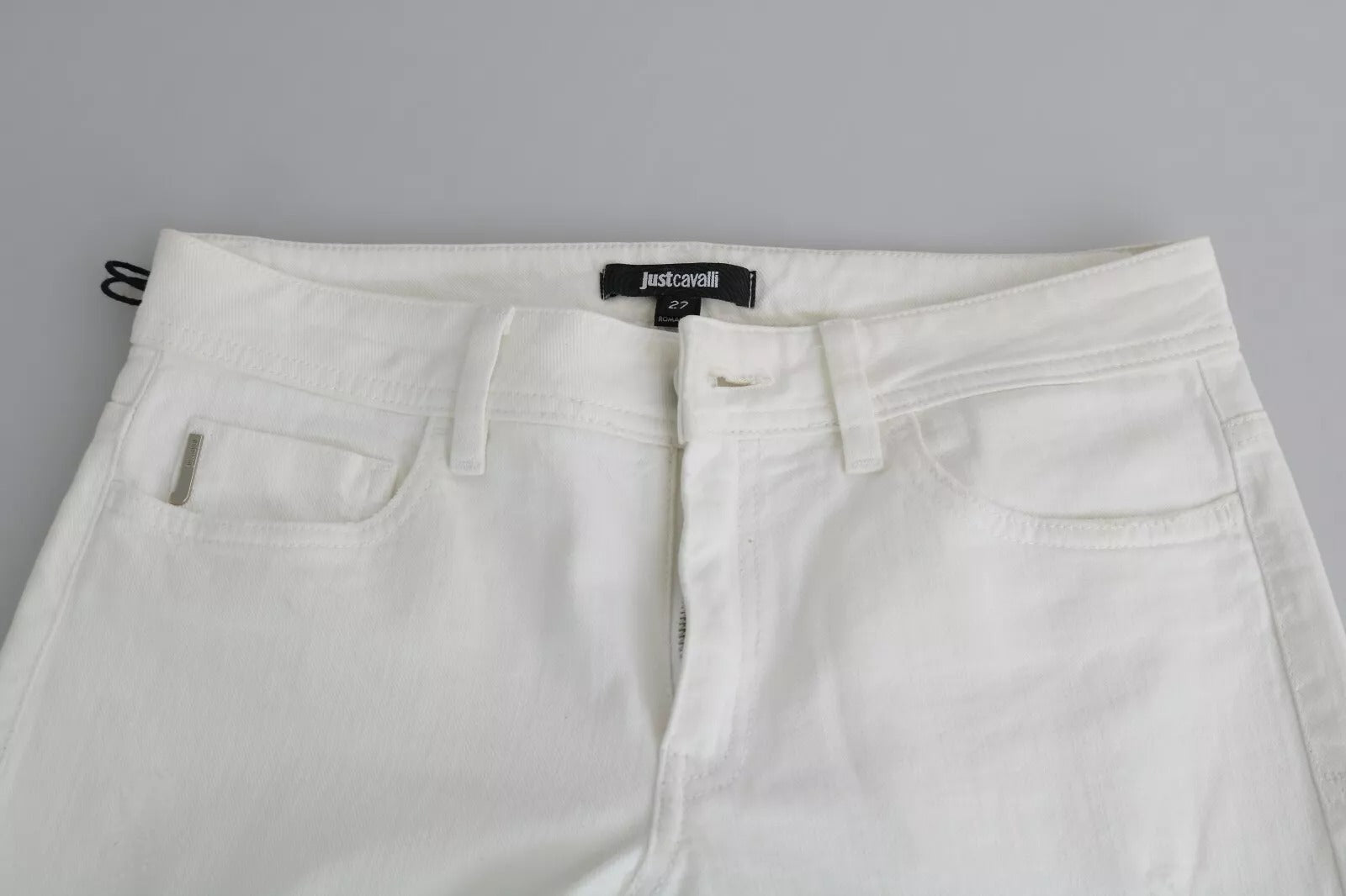 Just Cavalli Weiße Baumwolle Slim Fit Mid Waist Skinny Hosen Jeans