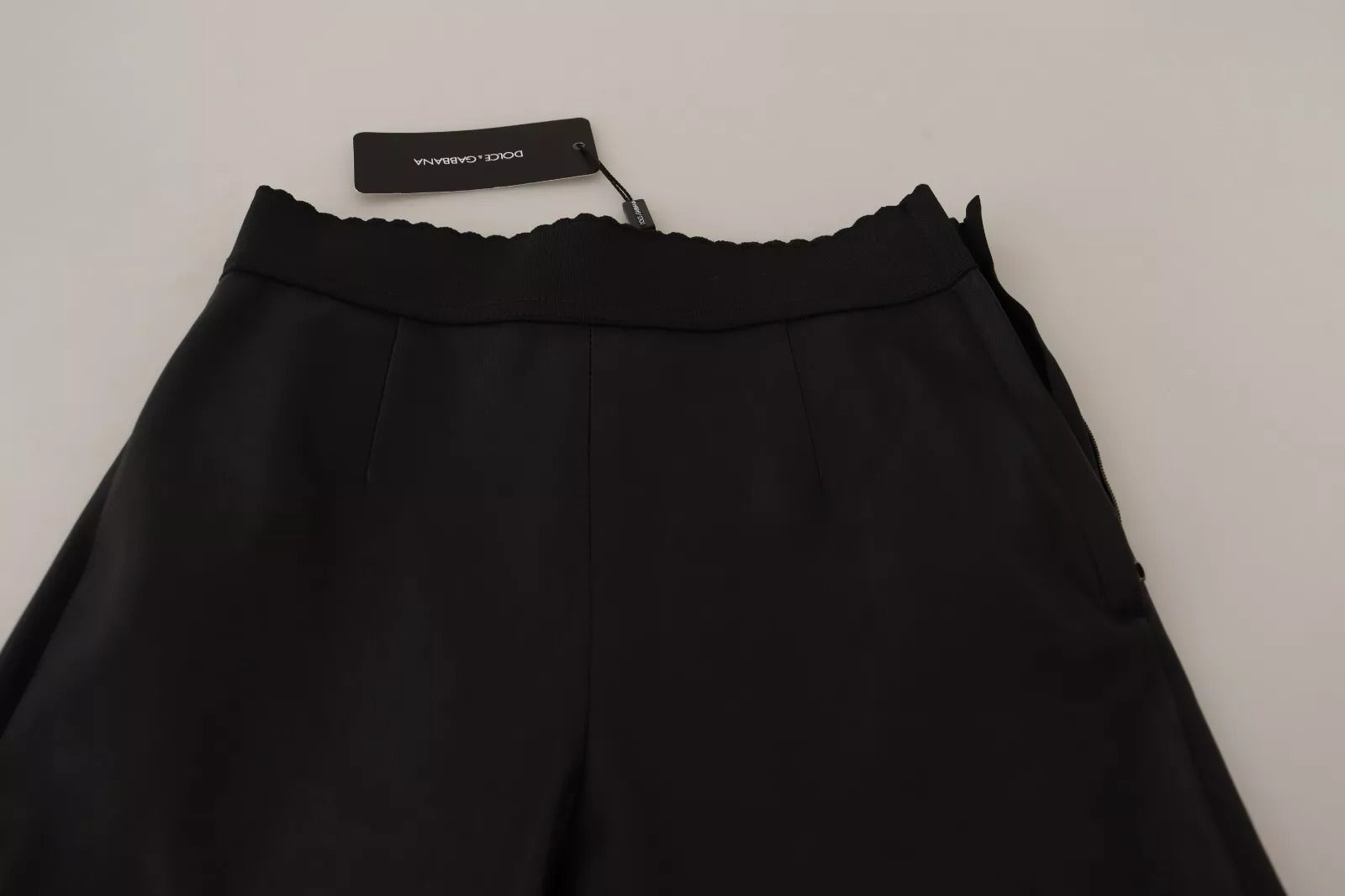 Dolce & Gabbana Schwarze Lederhose mit elastischer Taille