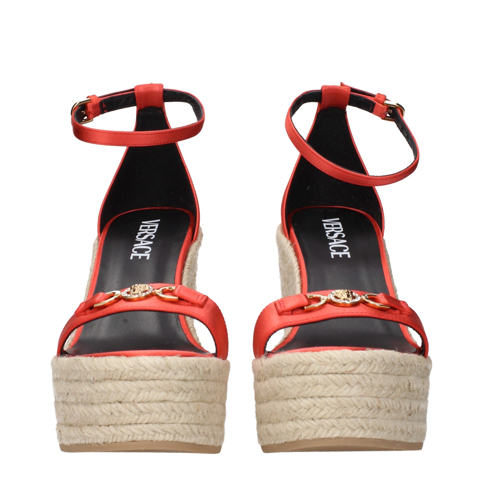 Versace Orange Satin-Keilsandalen