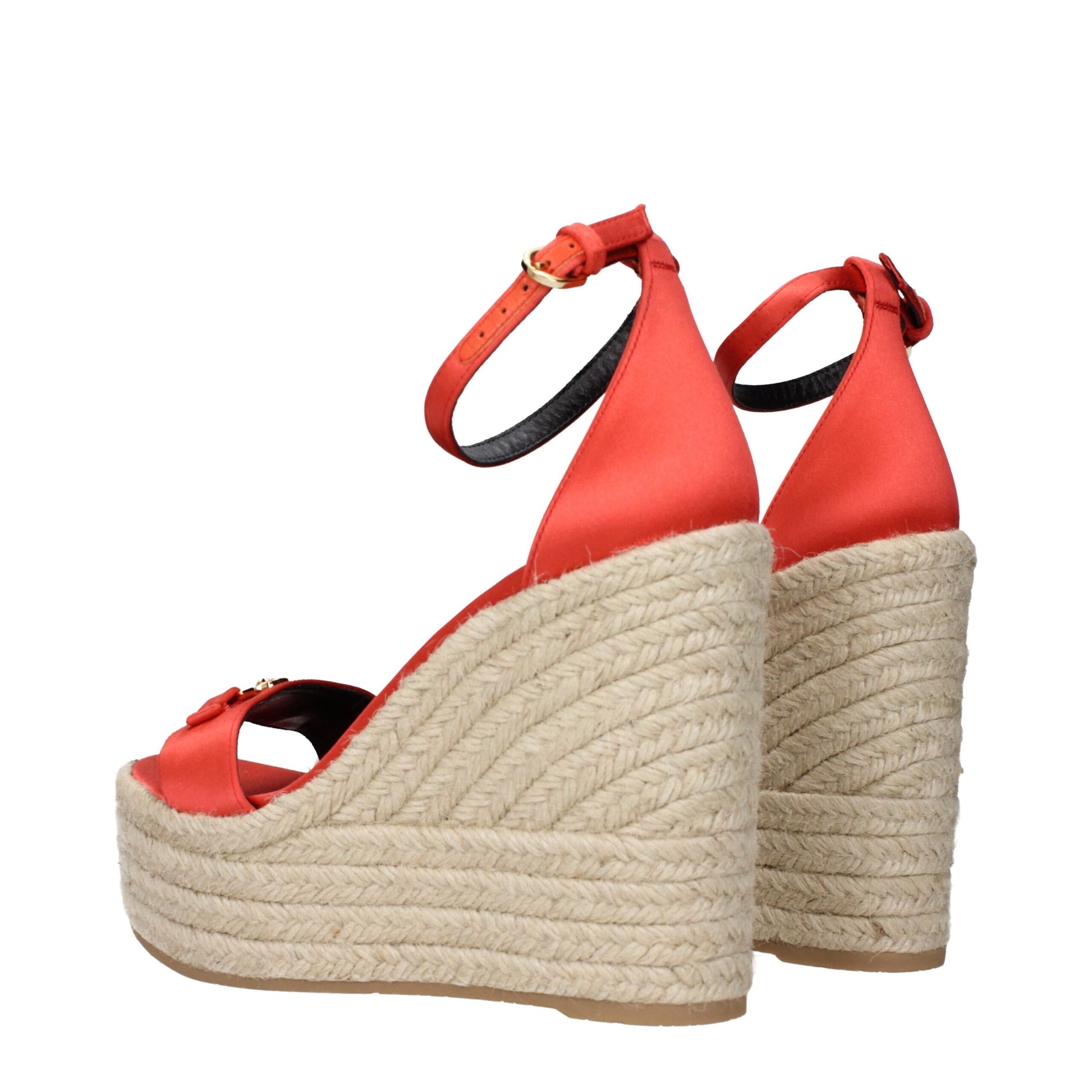Versace Orange Satin-Keilsandalen