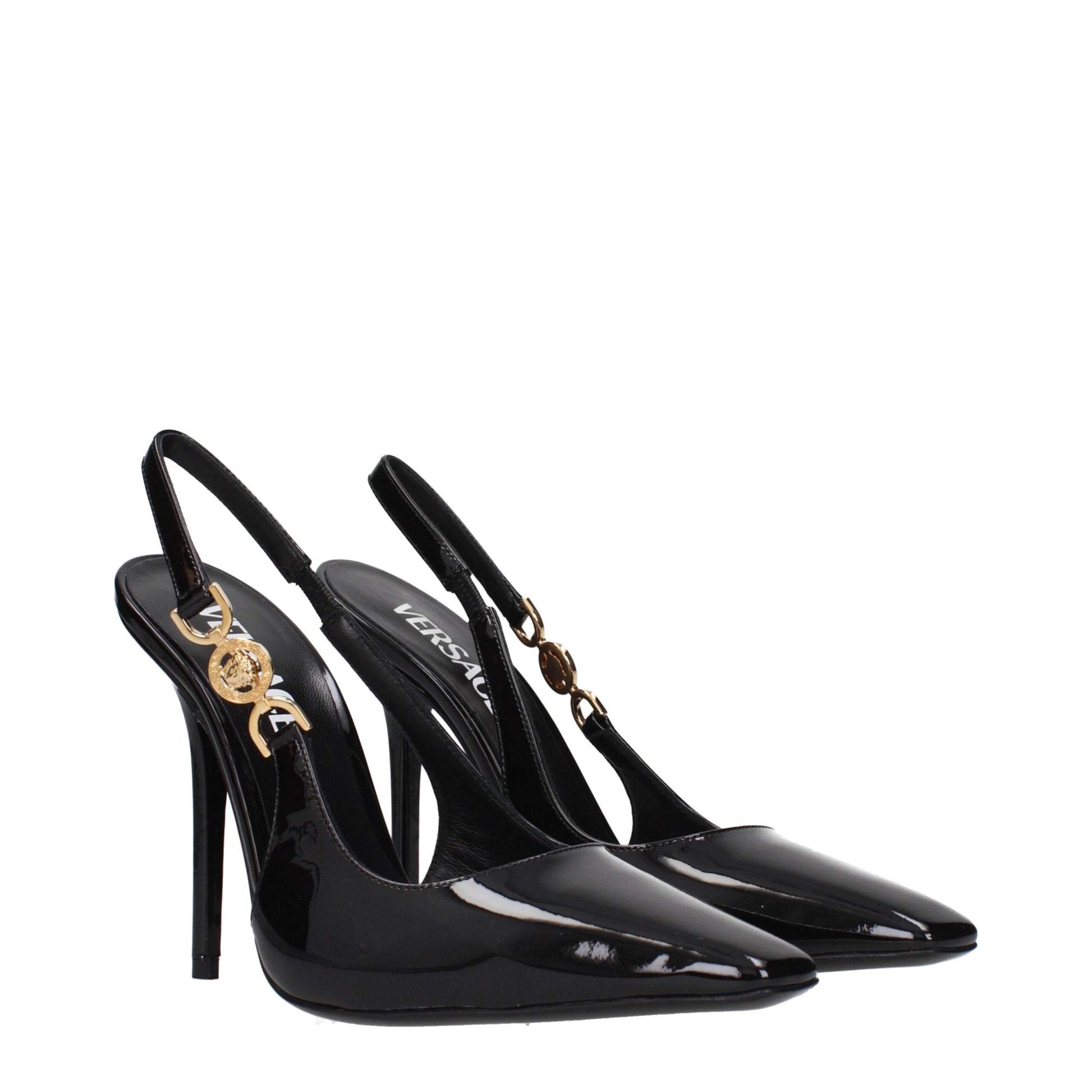 Versace Schwarze Leder High Heel Pumps