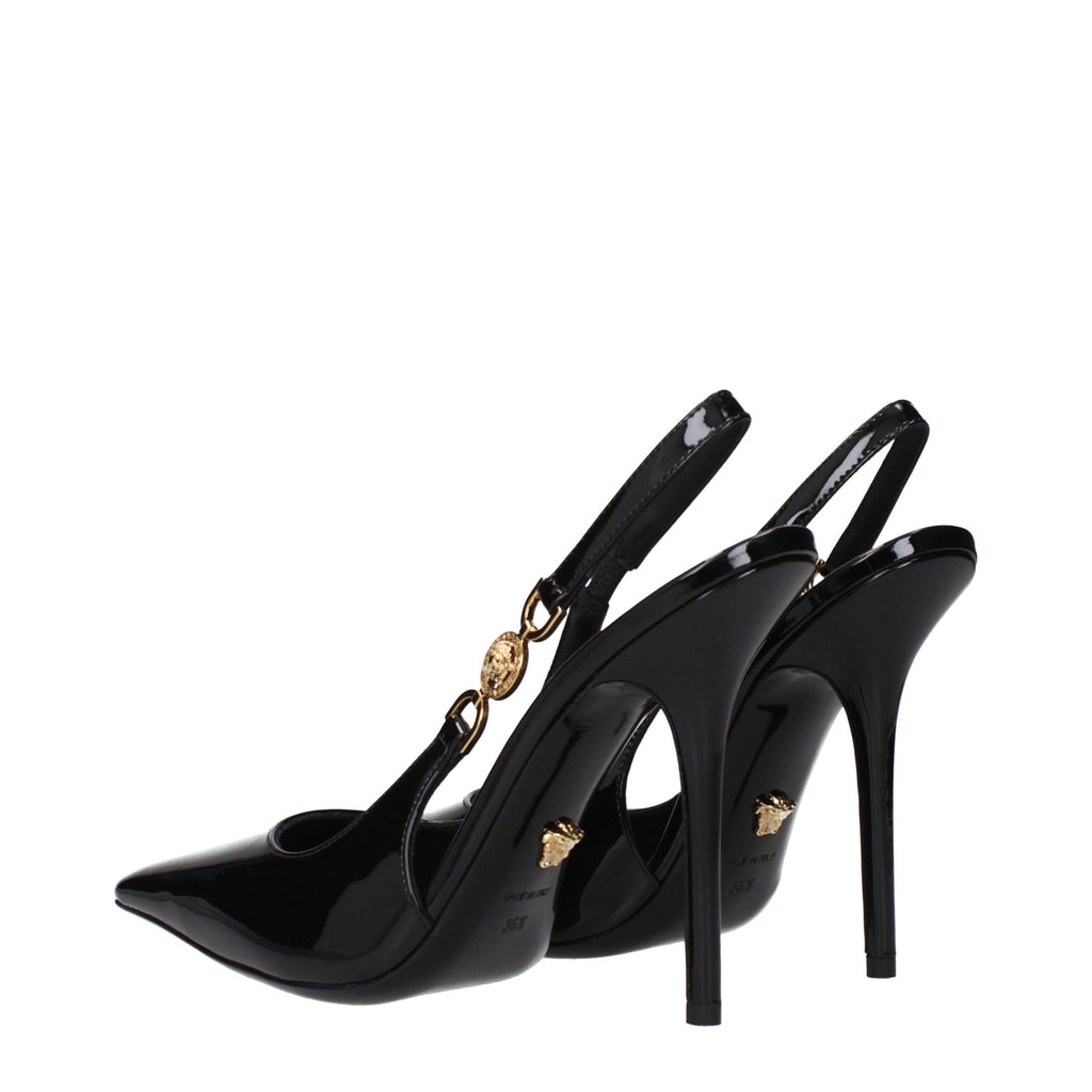 Versace Schwarze Leder High Heel Pumps