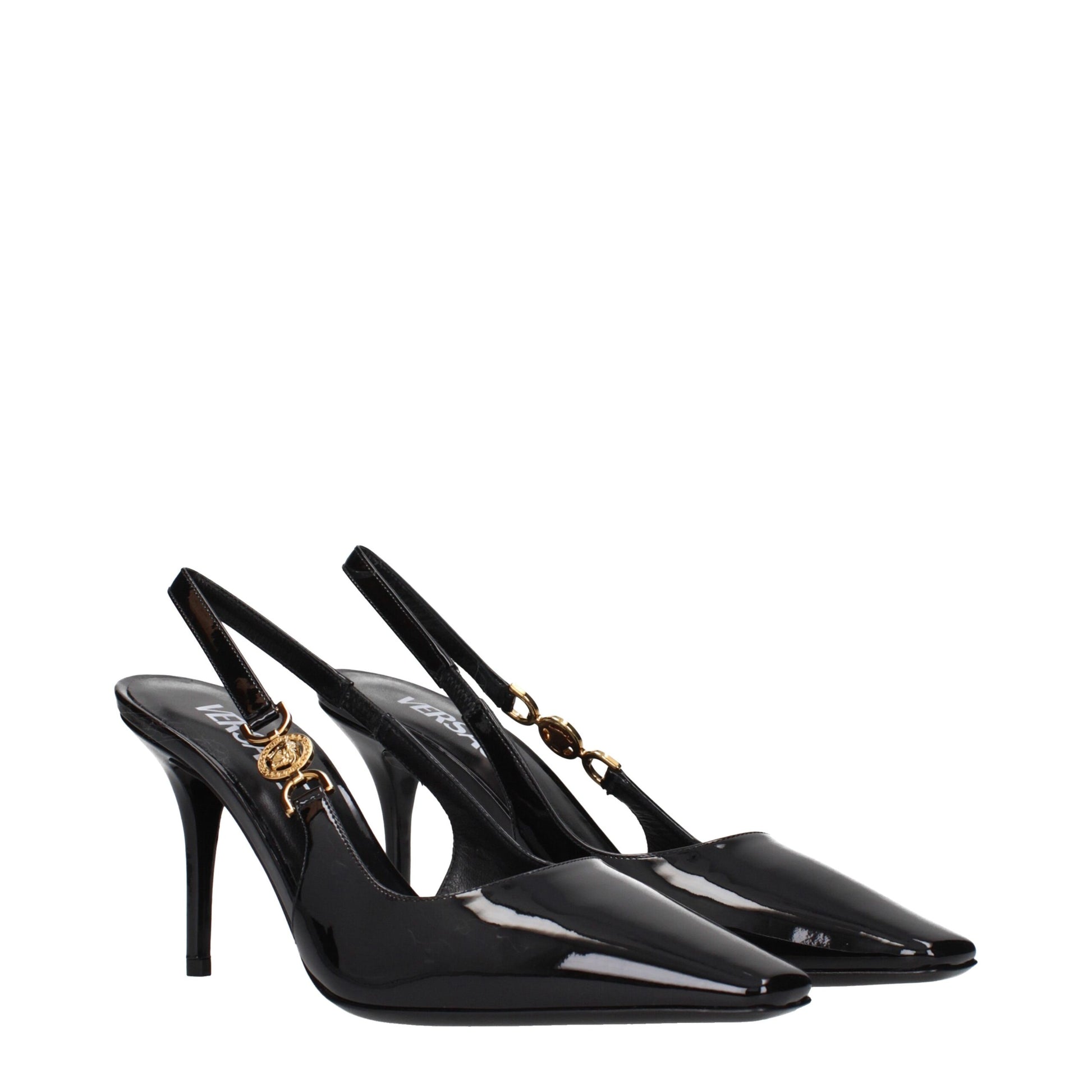 Versace Schwarze Leder High Heel Pumps