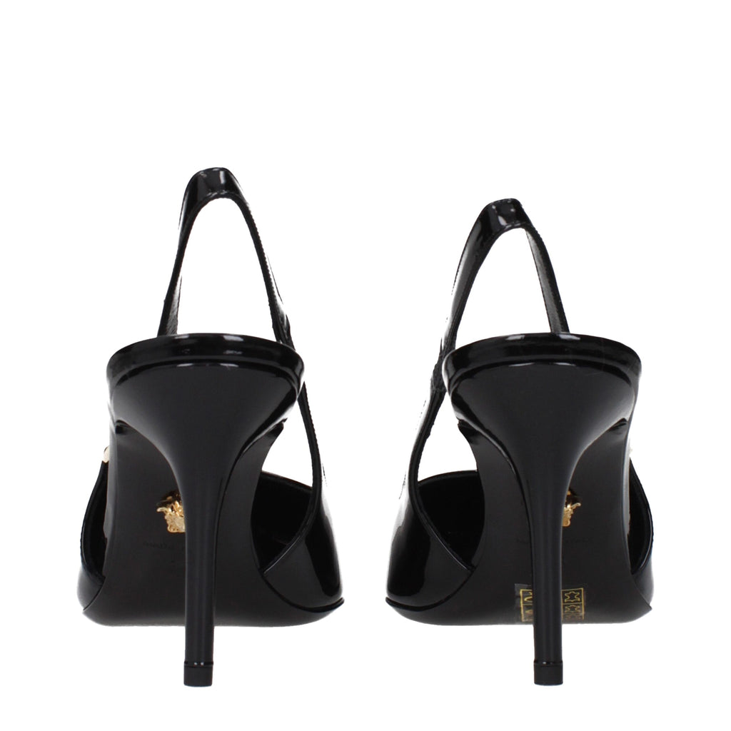 Versace Schwarze Leder High Heel Pumps