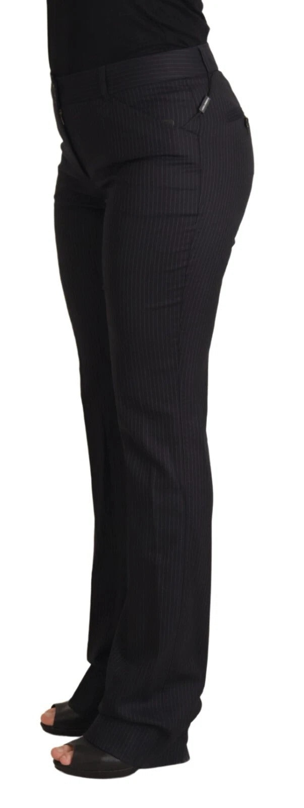 Dolce & Gabbana Schwarz gestreifte Hose mit mittlerer Taille