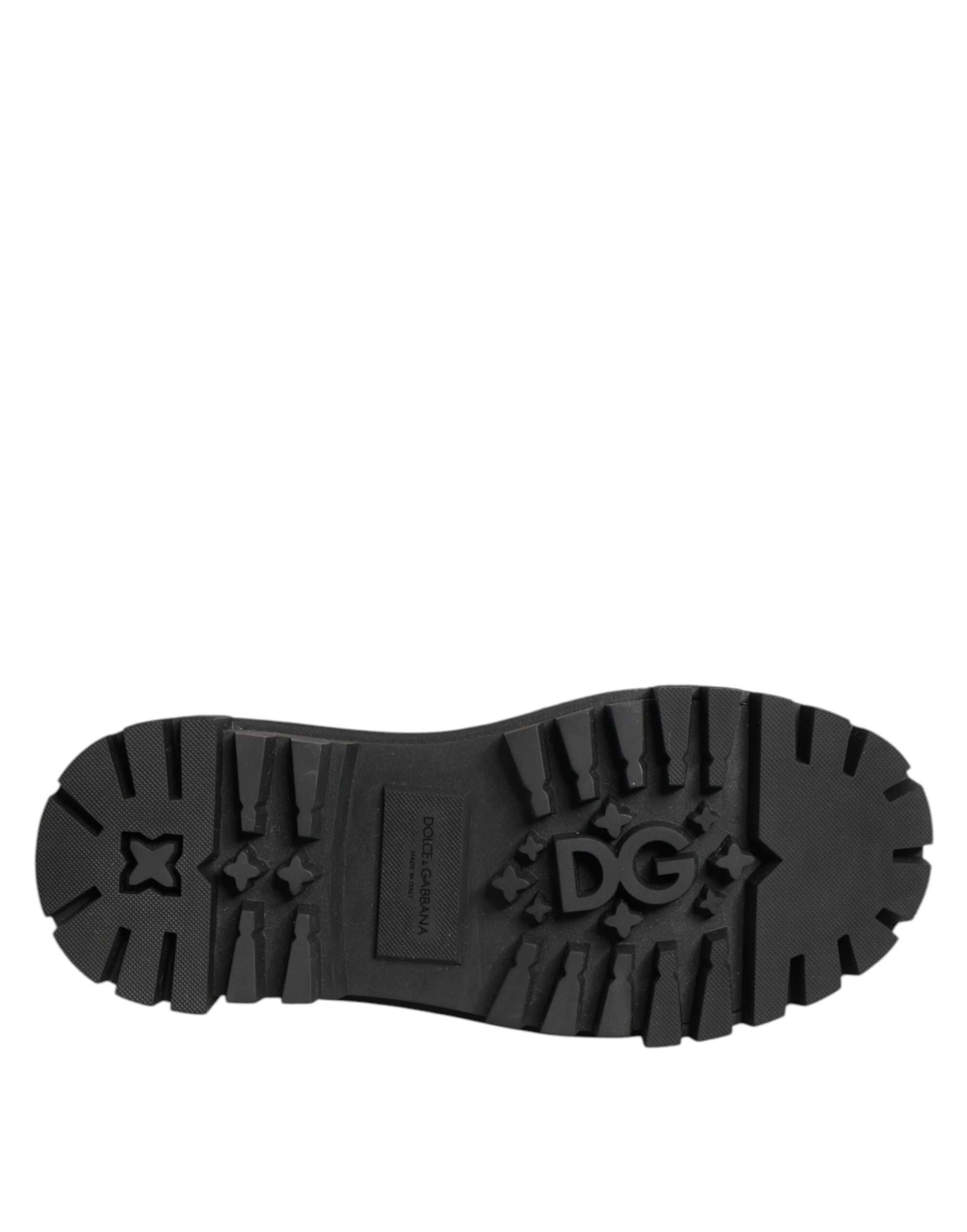 Dolce & Gabbana Derby-Schuhe aus schwarzem Leder mit Juwelen und Kristallen