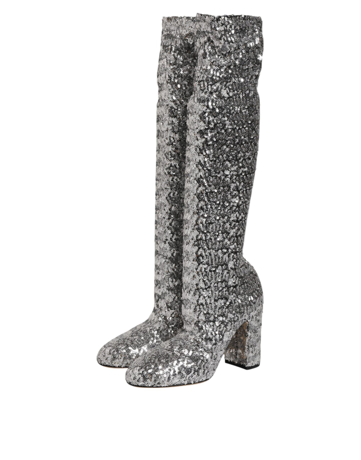 Dolce & Gabbana Schoenen Zilveren Pailletten Glitter Hoge Hak Laarzen Schoenen