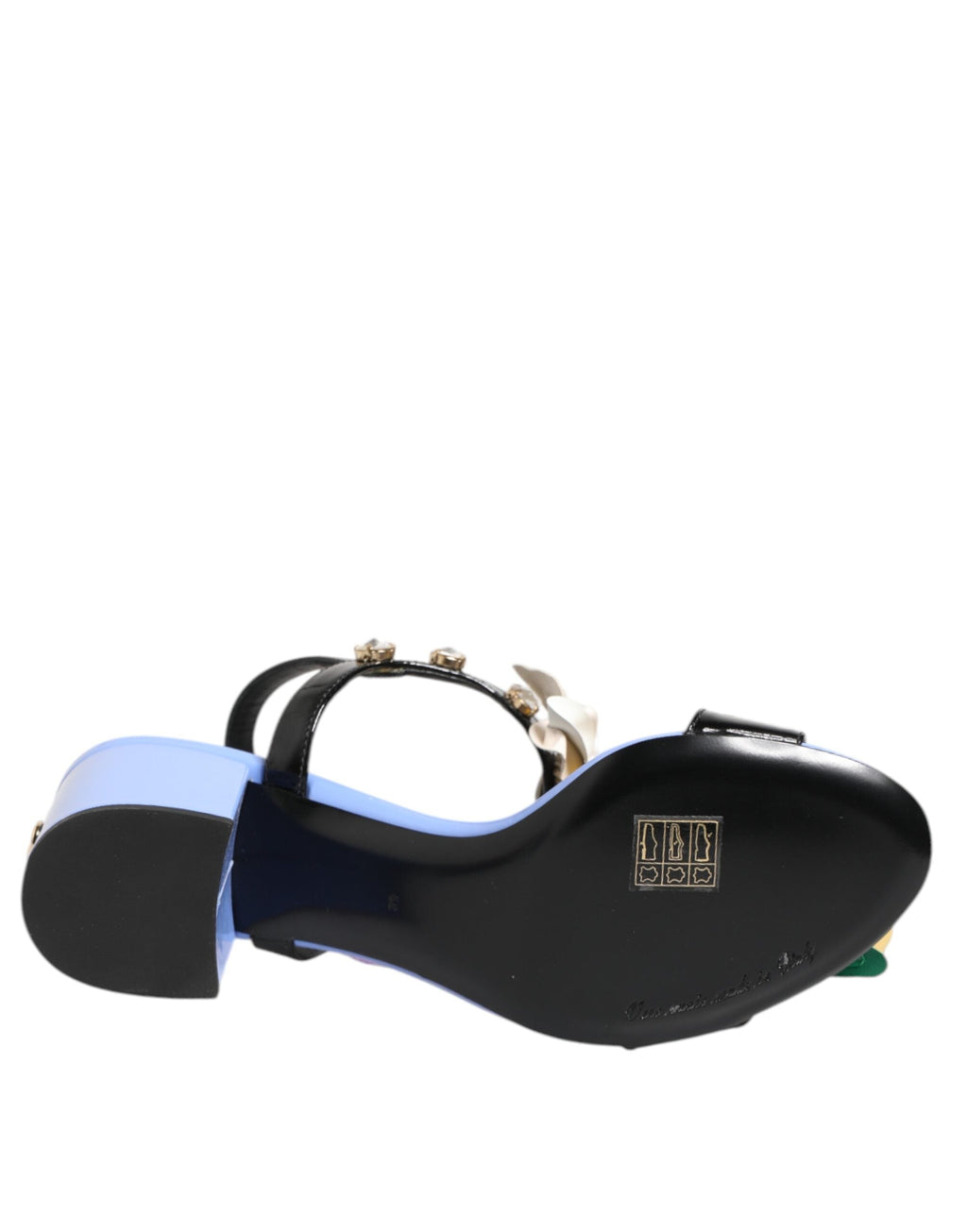 Dolce & Gabbana Multicolor Floral Appliqué Kristall Sandale Schuhe