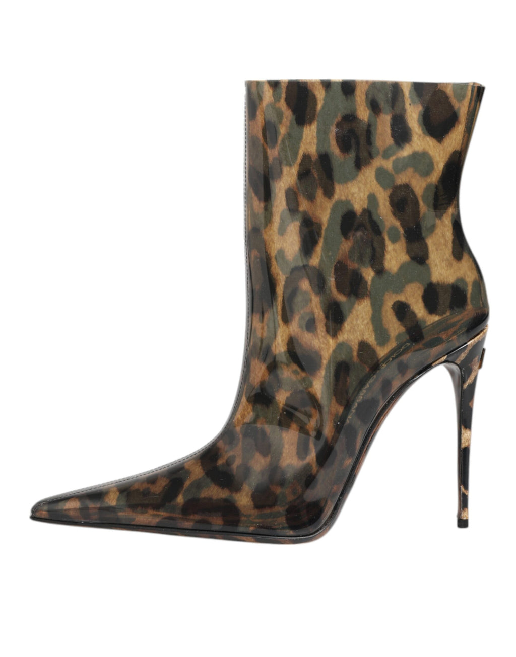 Dolce & Gabbana Leopard Print PVC Stiefel Schuhe mit spitzer Zehe
