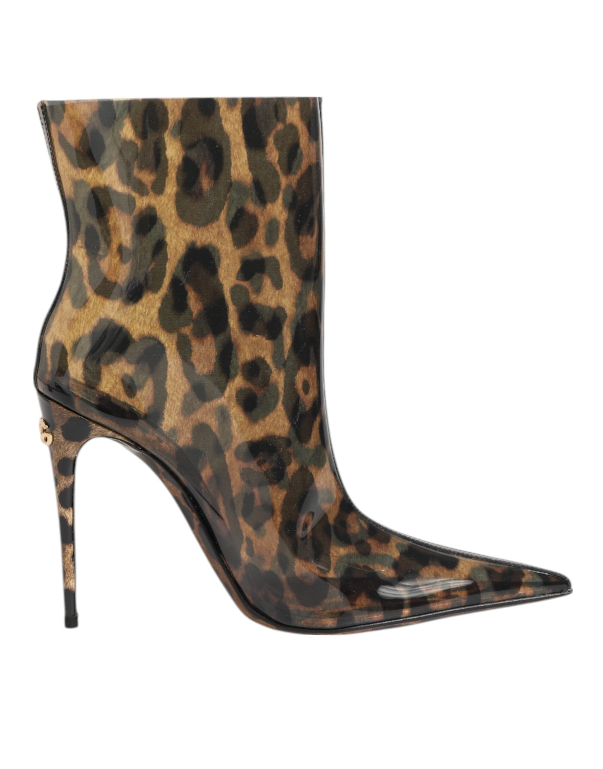 Dolce & Gabbana Leopard Print PVC Stiefel Schuhe mit spitzer Zehe
