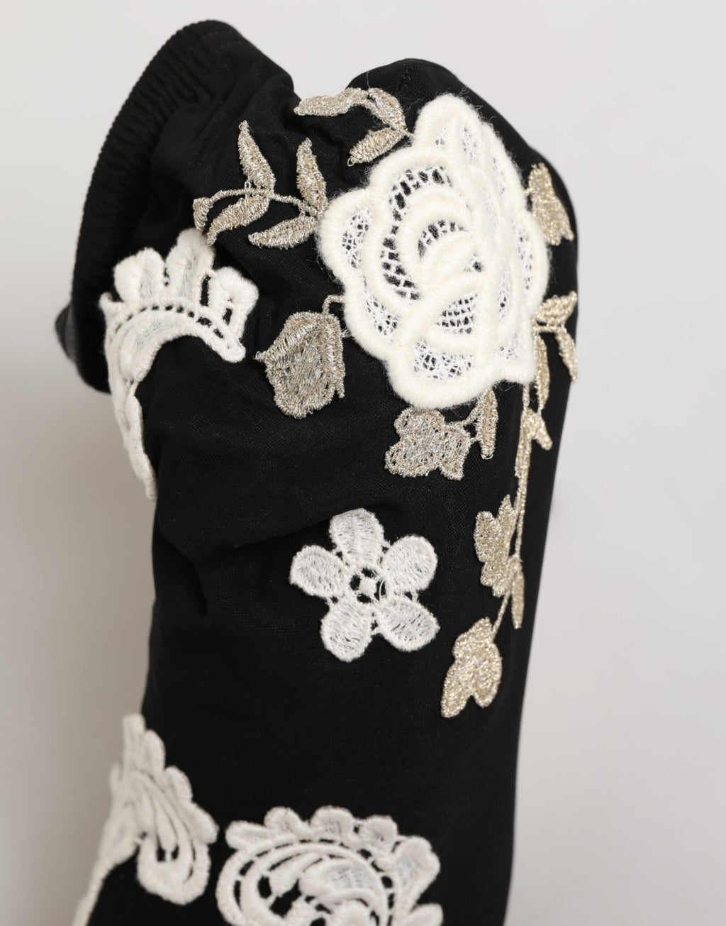Dolce & Gabbana Zwart Witte Geborduurde Jersey Stiletto Laarzen Schoenen