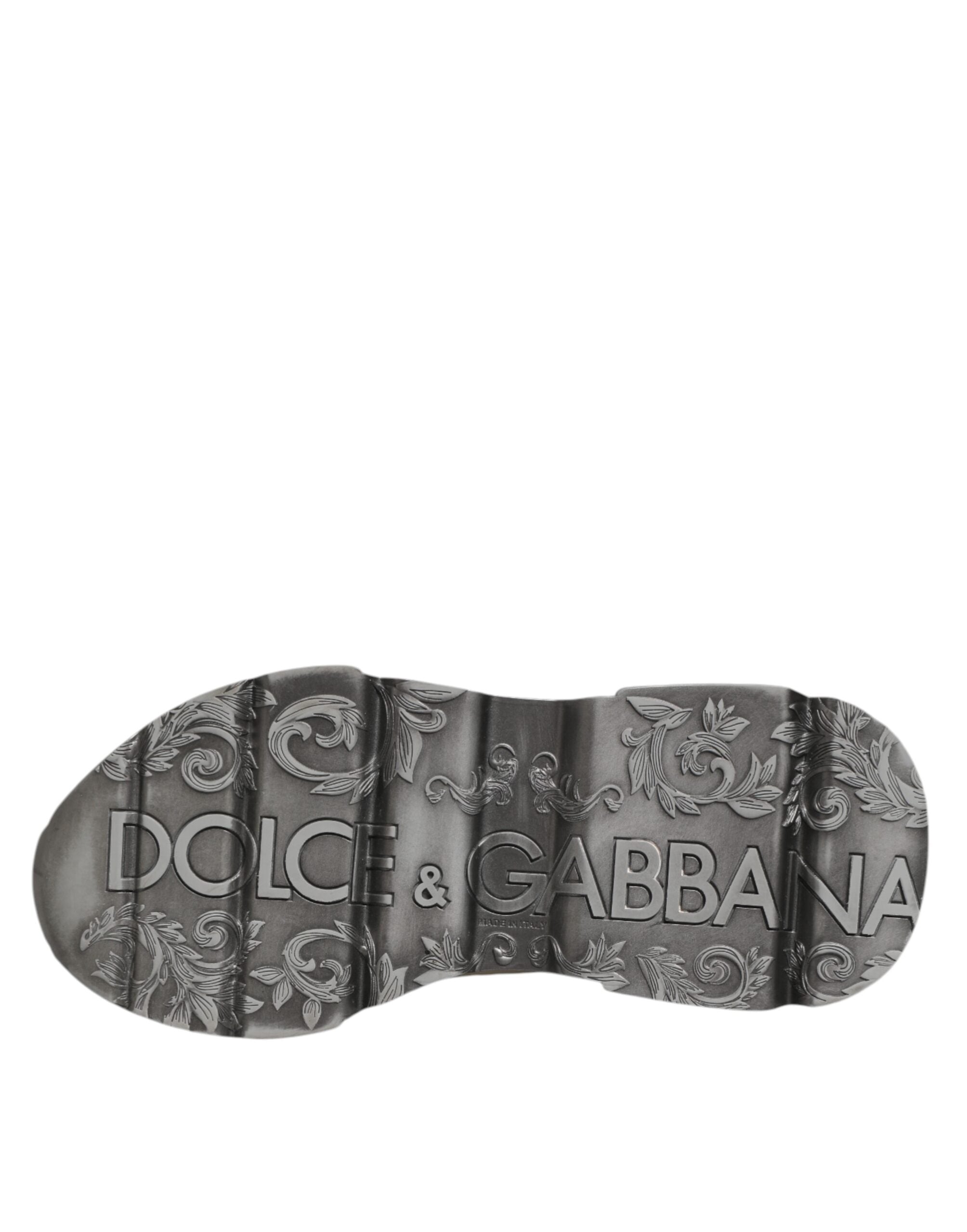 Dolce & Gabbana Weiß Silber DAYMASTER Leder Männer Turnschuhe Schuhe