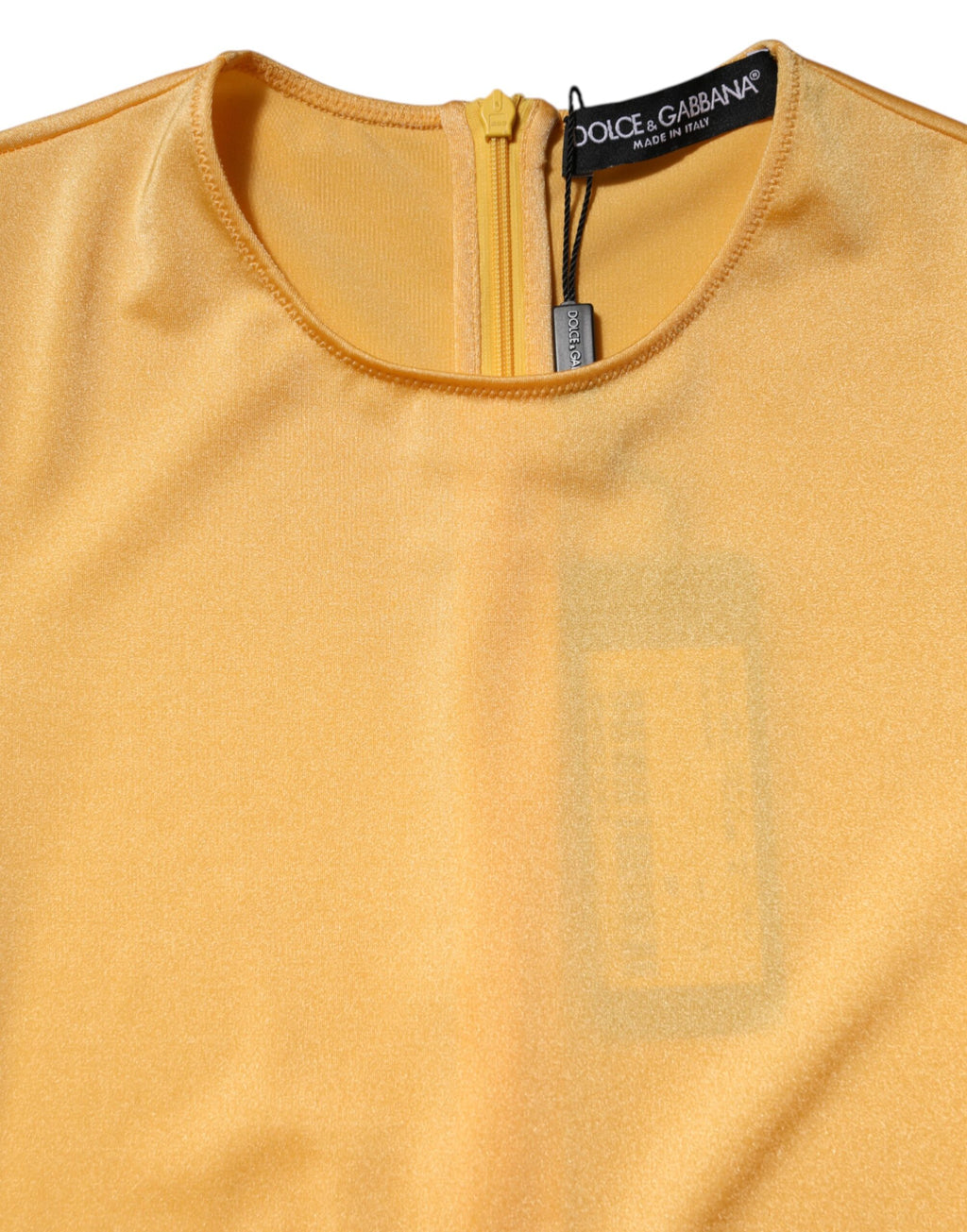 Dolce & Gabbana Goldgelbes Stretch-Bodysuit-Kleid mit langen Ärmeln