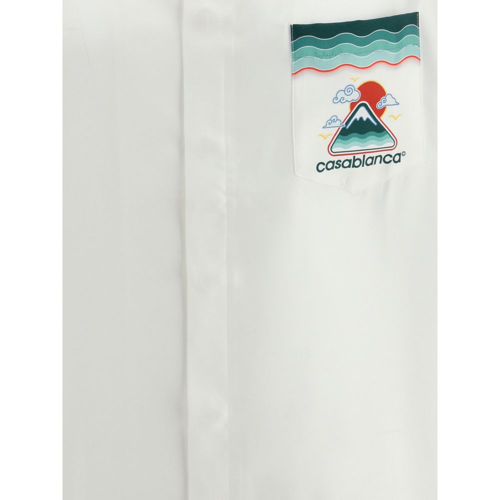 Casablanca Seidenhemd mit Muster in Weiß