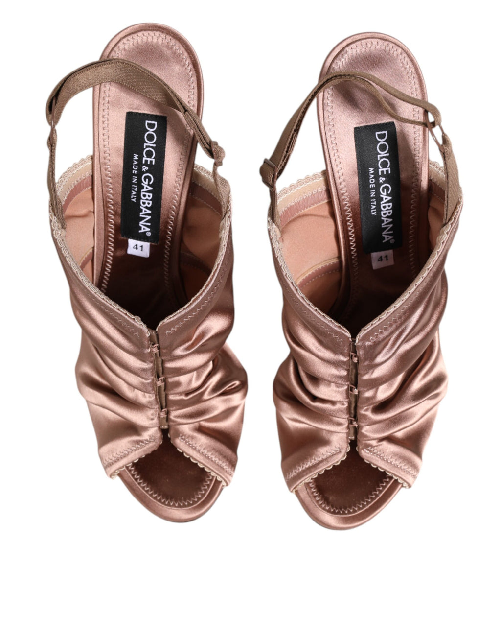 Dolce & Gabbana Bronze Satin gerüscht Slingback Sandalen Schuhe
