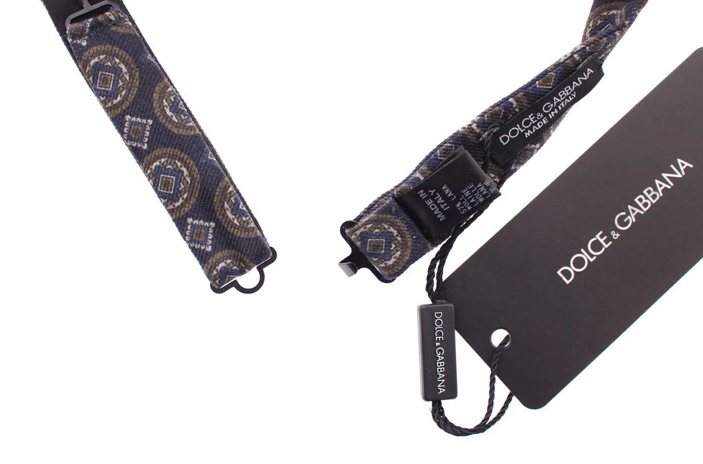 Dolce & Gabbana Blaue Seide Barock Fantasi Gebundene Fliege Papillon