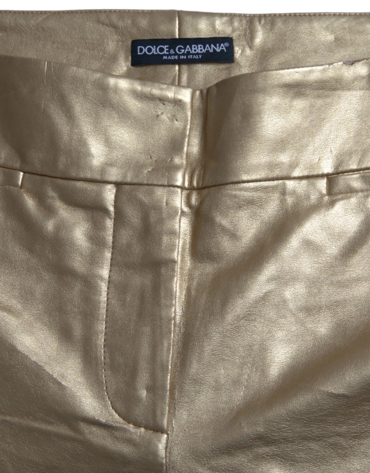 Dolce & Gabbana Gold High Waist Skinny Frauen Metallic-Hose