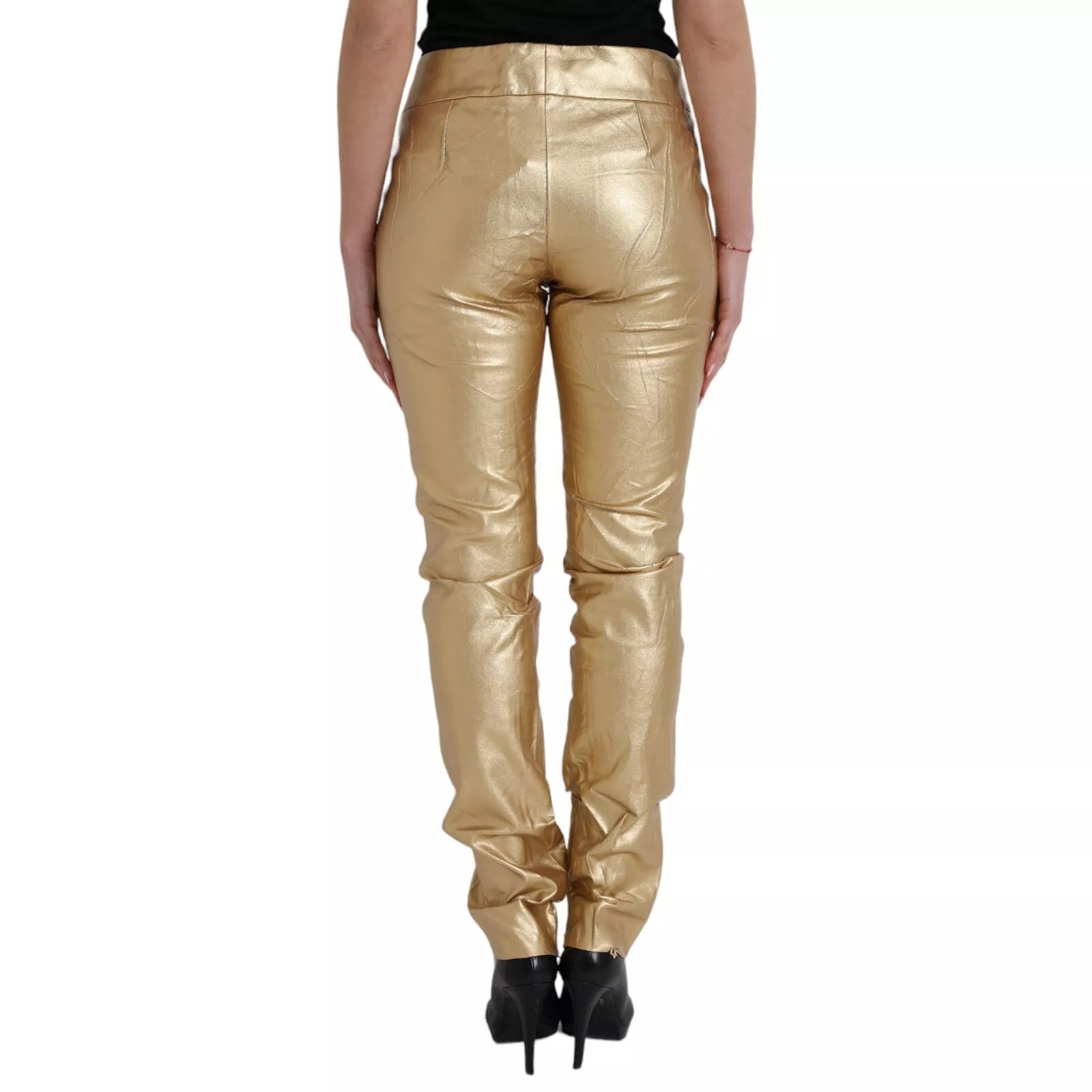 Dolce & Gabbana Gold High Waist Skinny Frauen Metallic-Hose