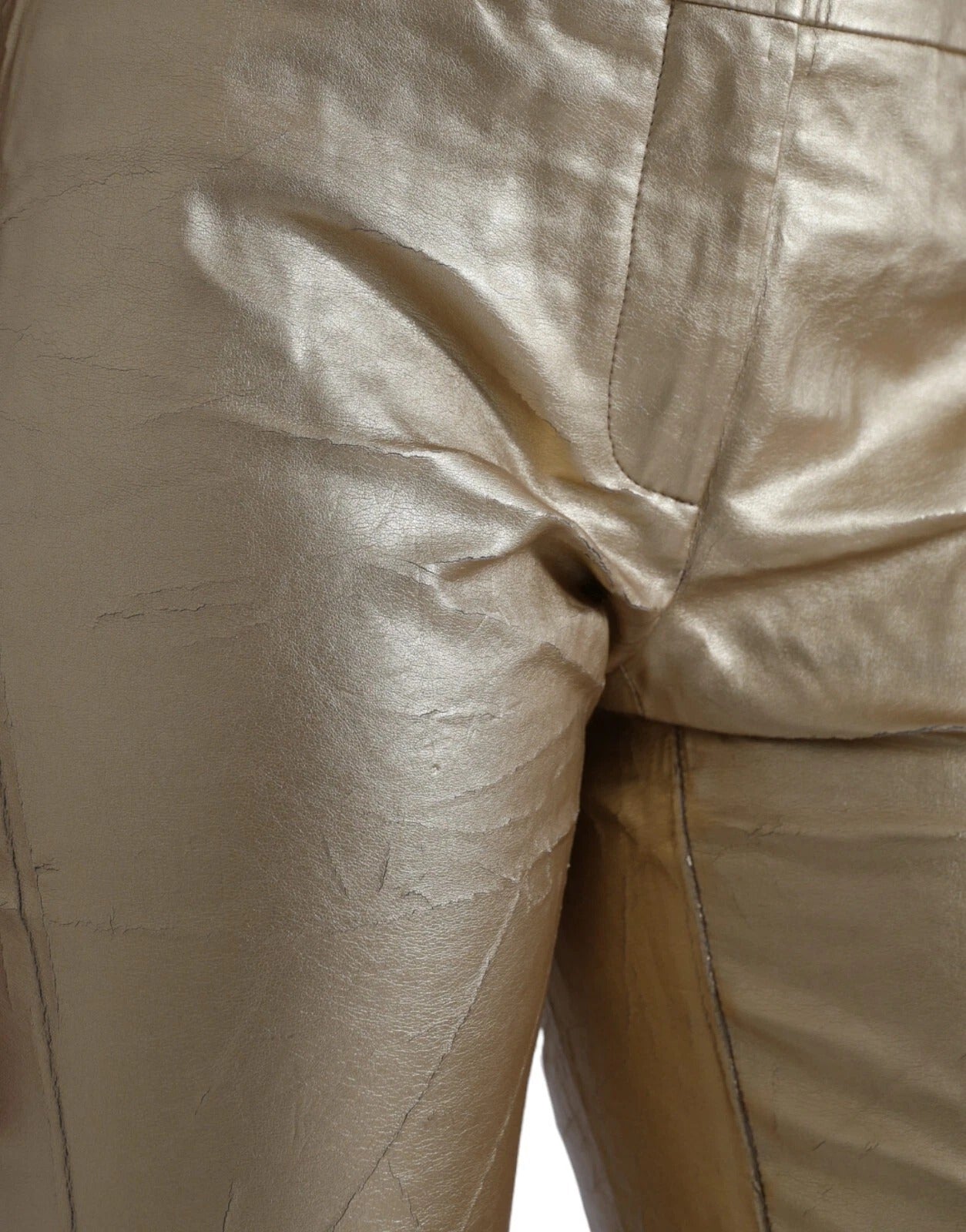 Dolce & Gabbana Gold High Waist Skinny Frauen Metallic-Hose