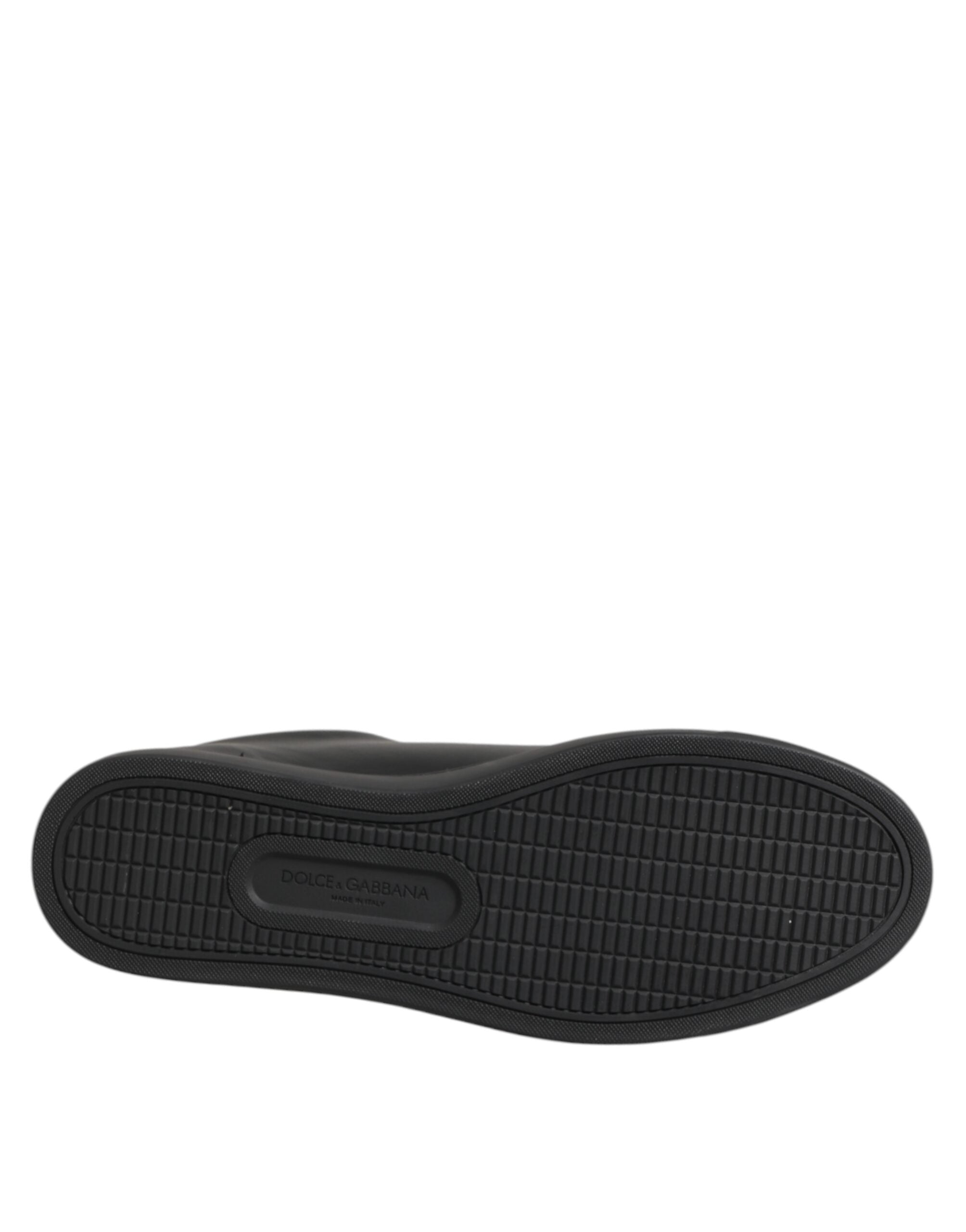 Dolce & Gabbana Schwarz Leder Crystal Heart Low Top Sneakers Schuhe