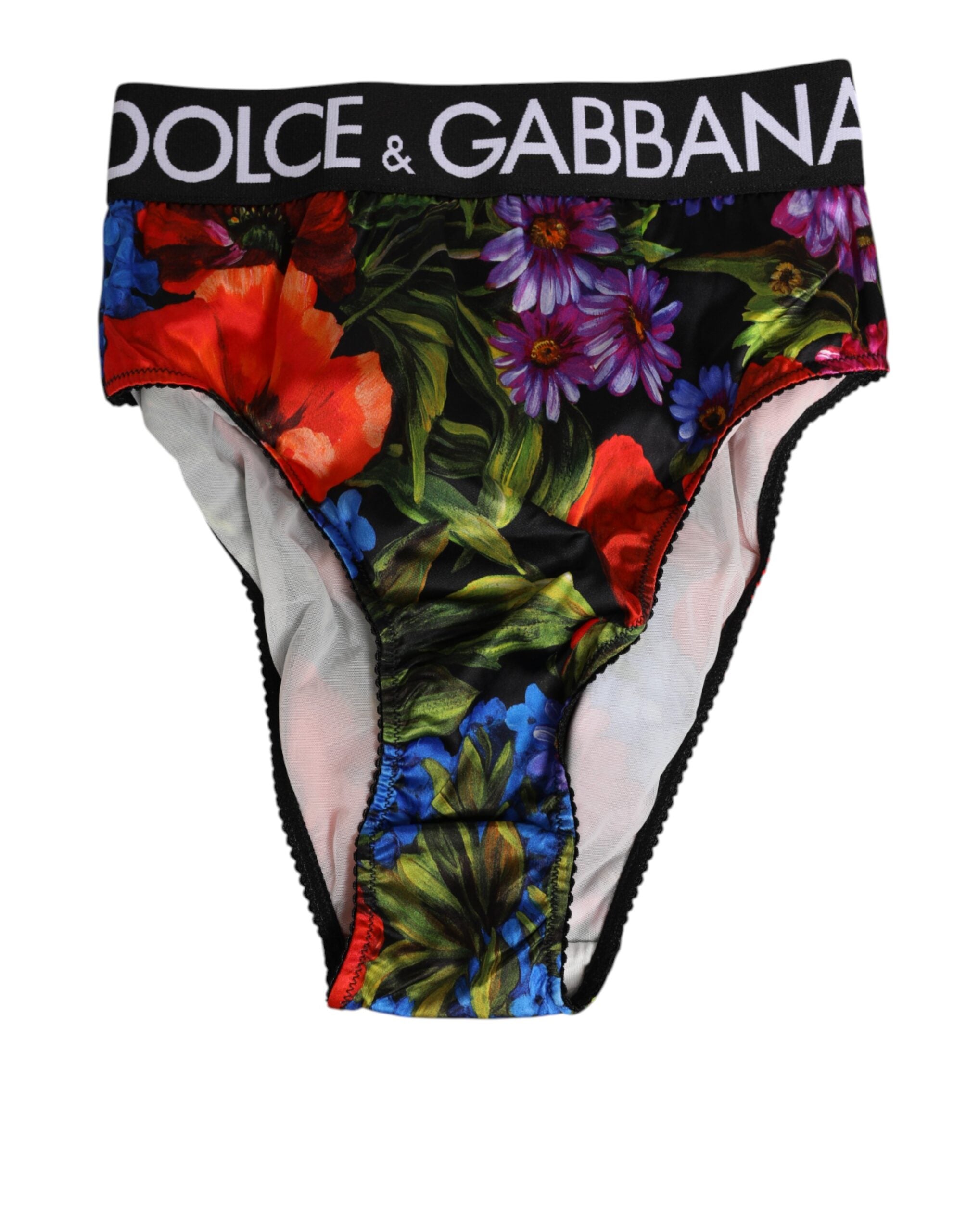Dolce & Gabbana Multicolor Floral Print Hohe Taille Panty Unterwäsche