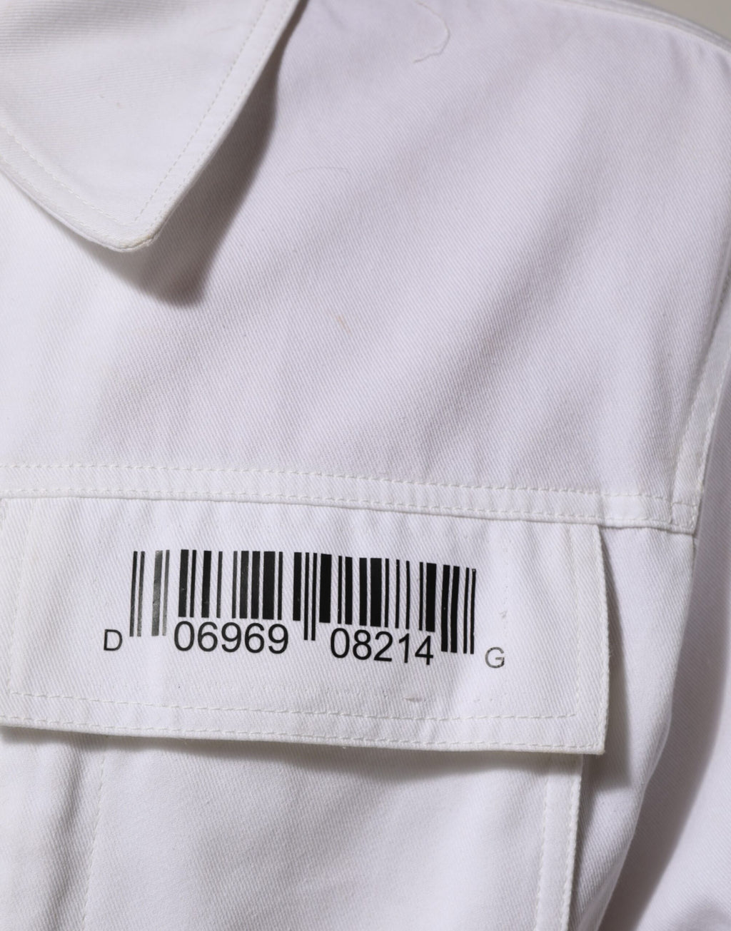 Dolce & Gabbana Weiße Barcode Patch Utility Zip Jumpsuit Hose