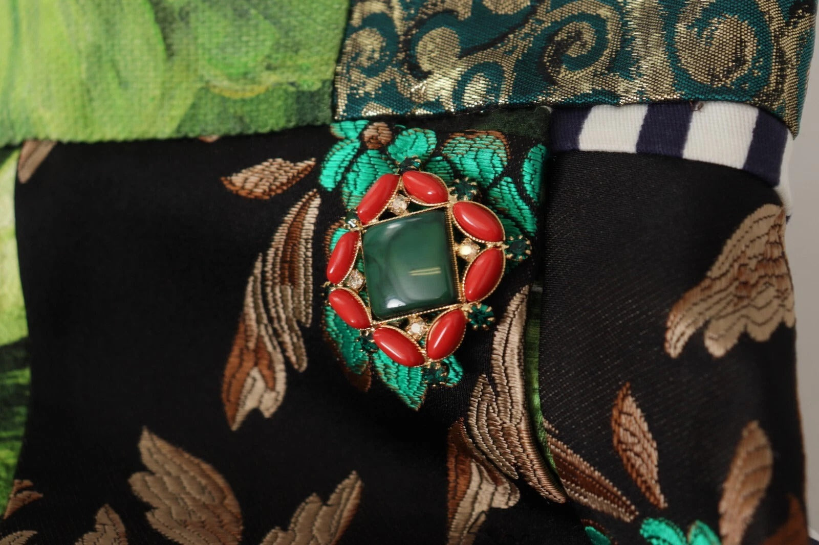 Dolce & Gabbana Mehrfarbiger Patchwork-Rock in A-Linie aus Polyester
