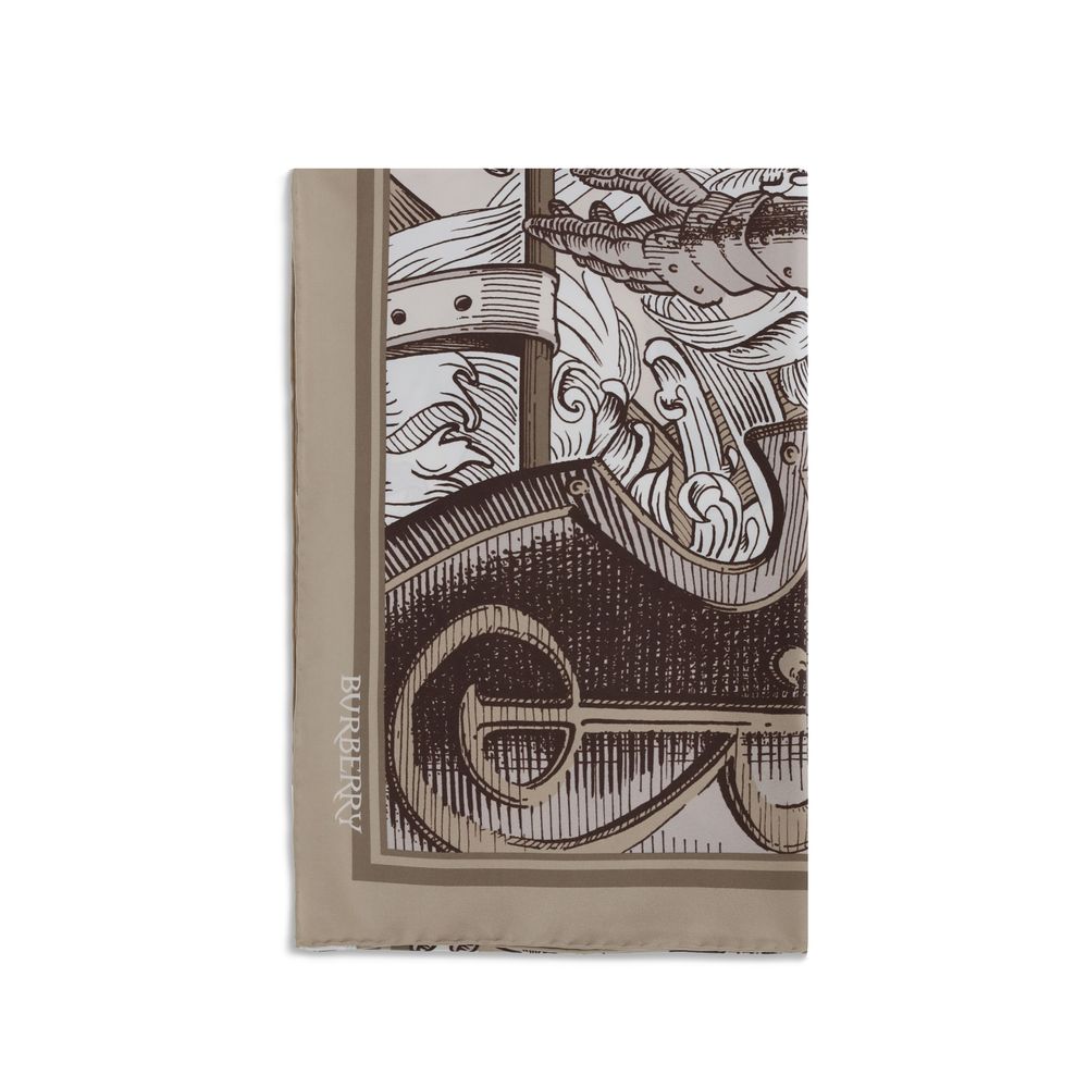 Burberry Ritter Gravur Druck Seidenschal