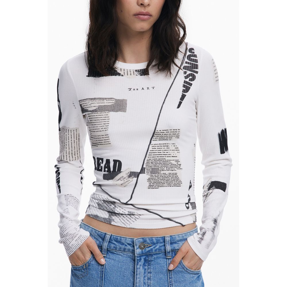Desigual Weißes Elastan Oberteile &amp