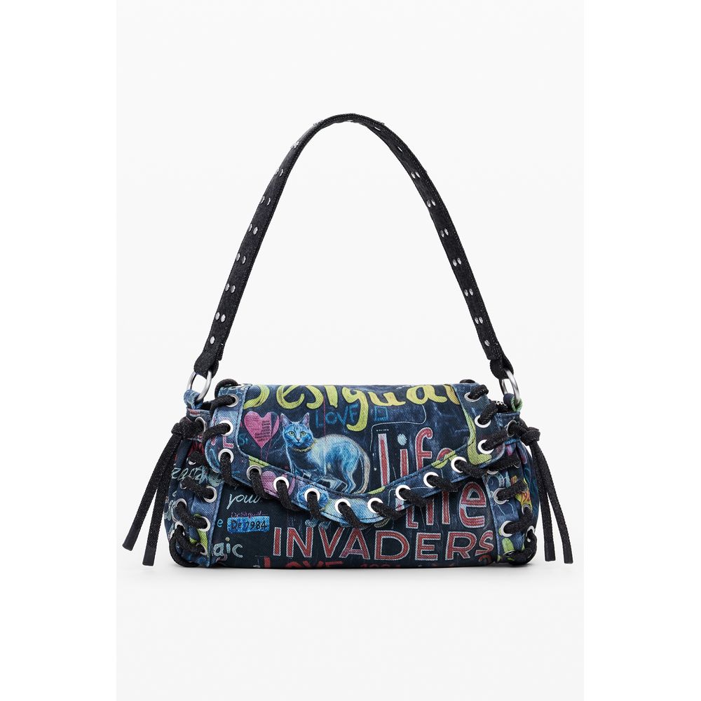Desigual Blaue Baumwollhandtasche
