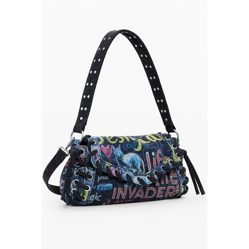 Desigual Blaue Baumwollhandtasche