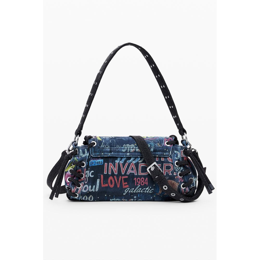Desigual Blaue Baumwollhandtasche