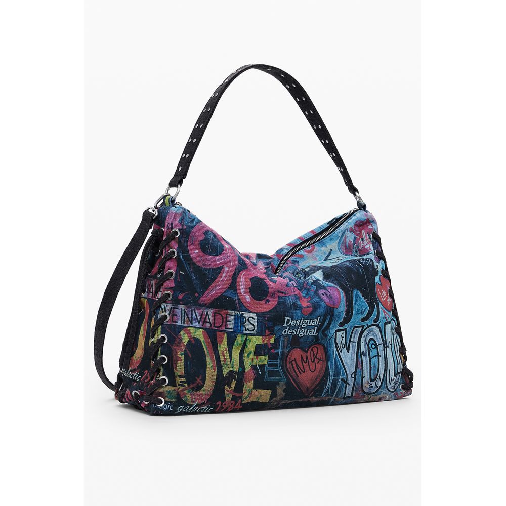 Desigual Blaue Baumwollhandtasche