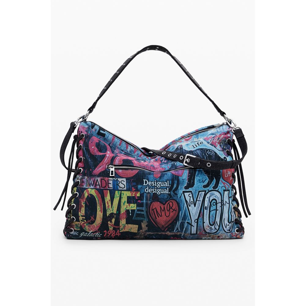 Desigual Blaue Baumwollhandtasche