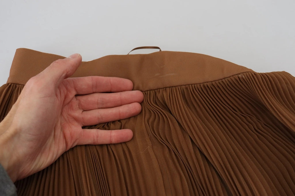 Dolce & Gabbana Beige Longuette Plissee Chiffon Midirock