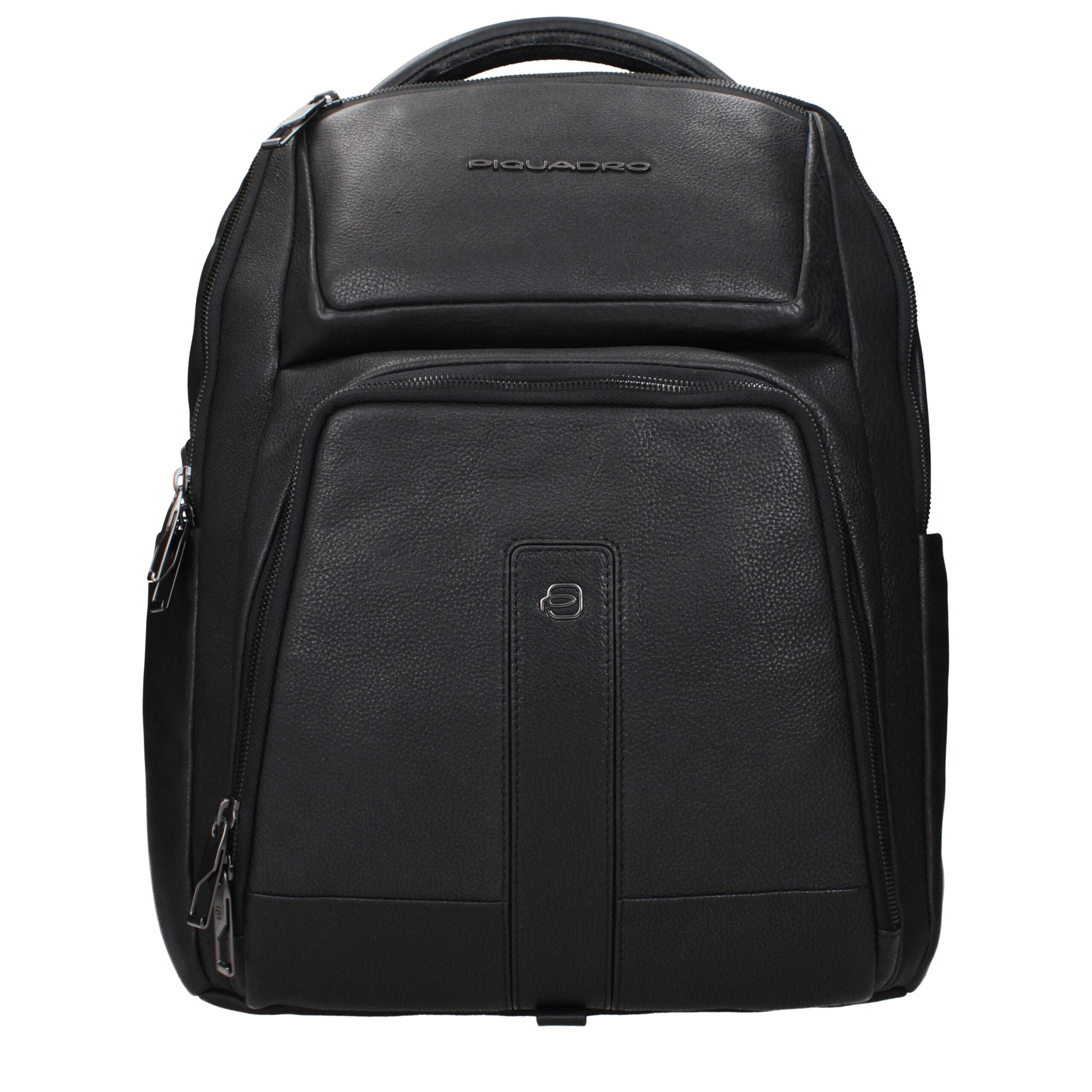 Piquadro Schwarzer Lederrucksack