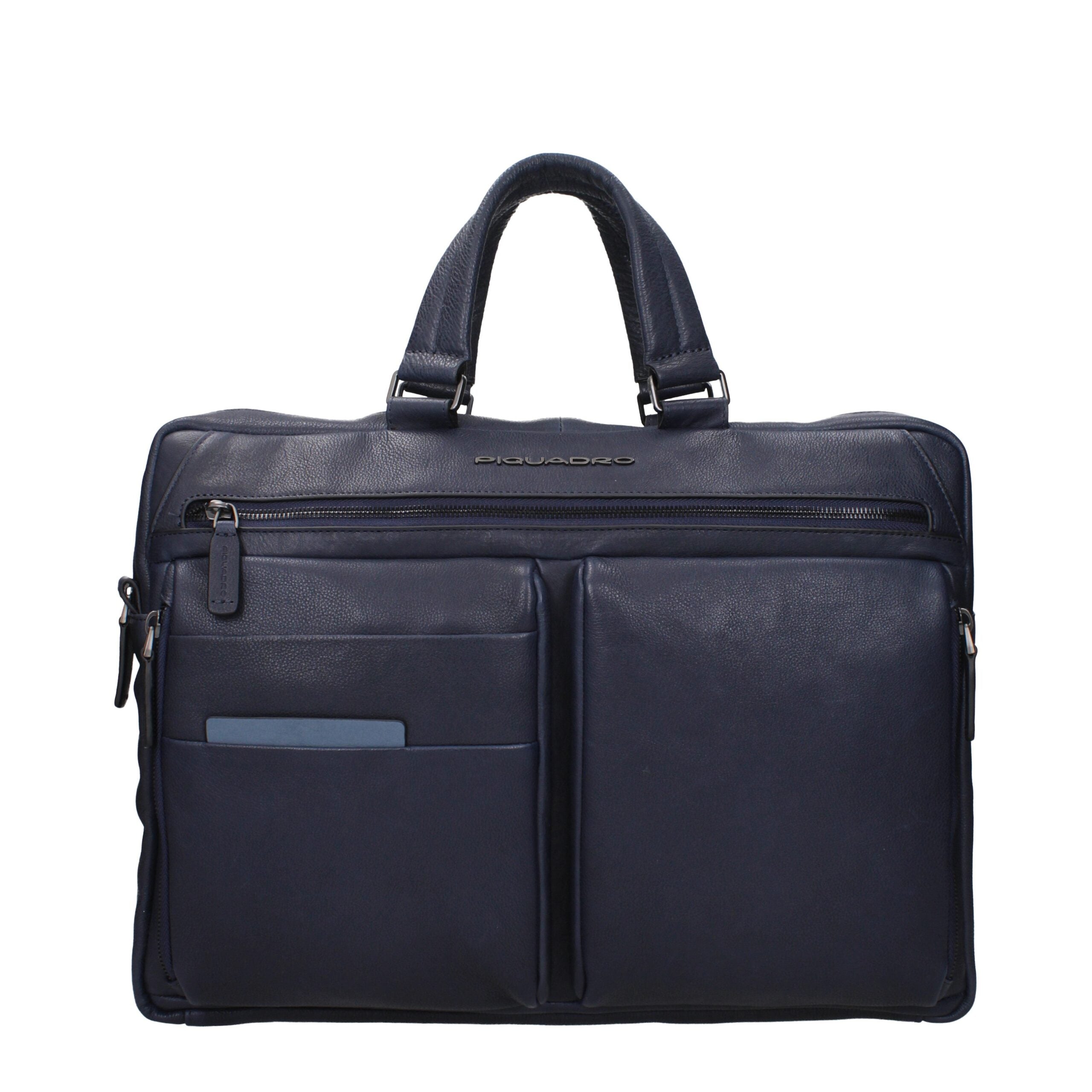 Piquadro Elegante Business- und Laptop-Tasche aus Blauem Leder