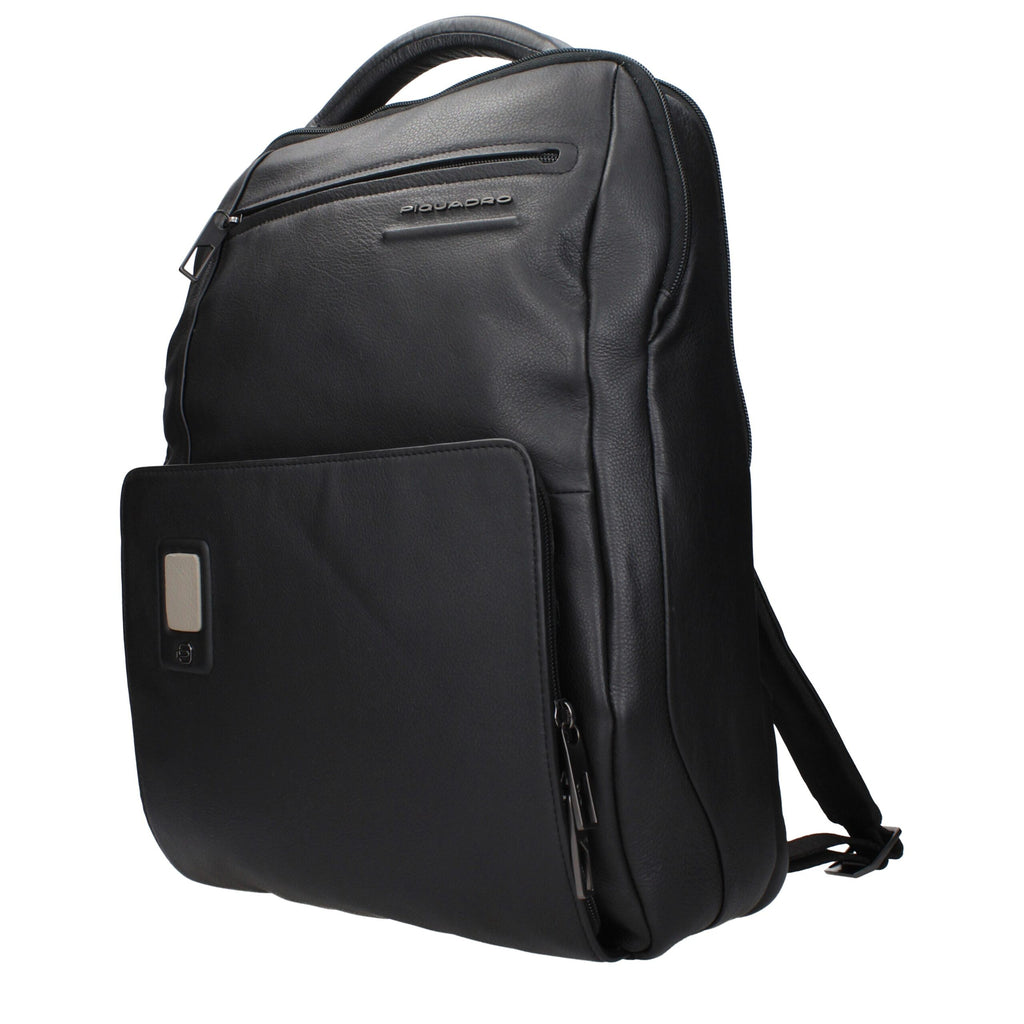 Piquadro Schwarzer Lederrucksack