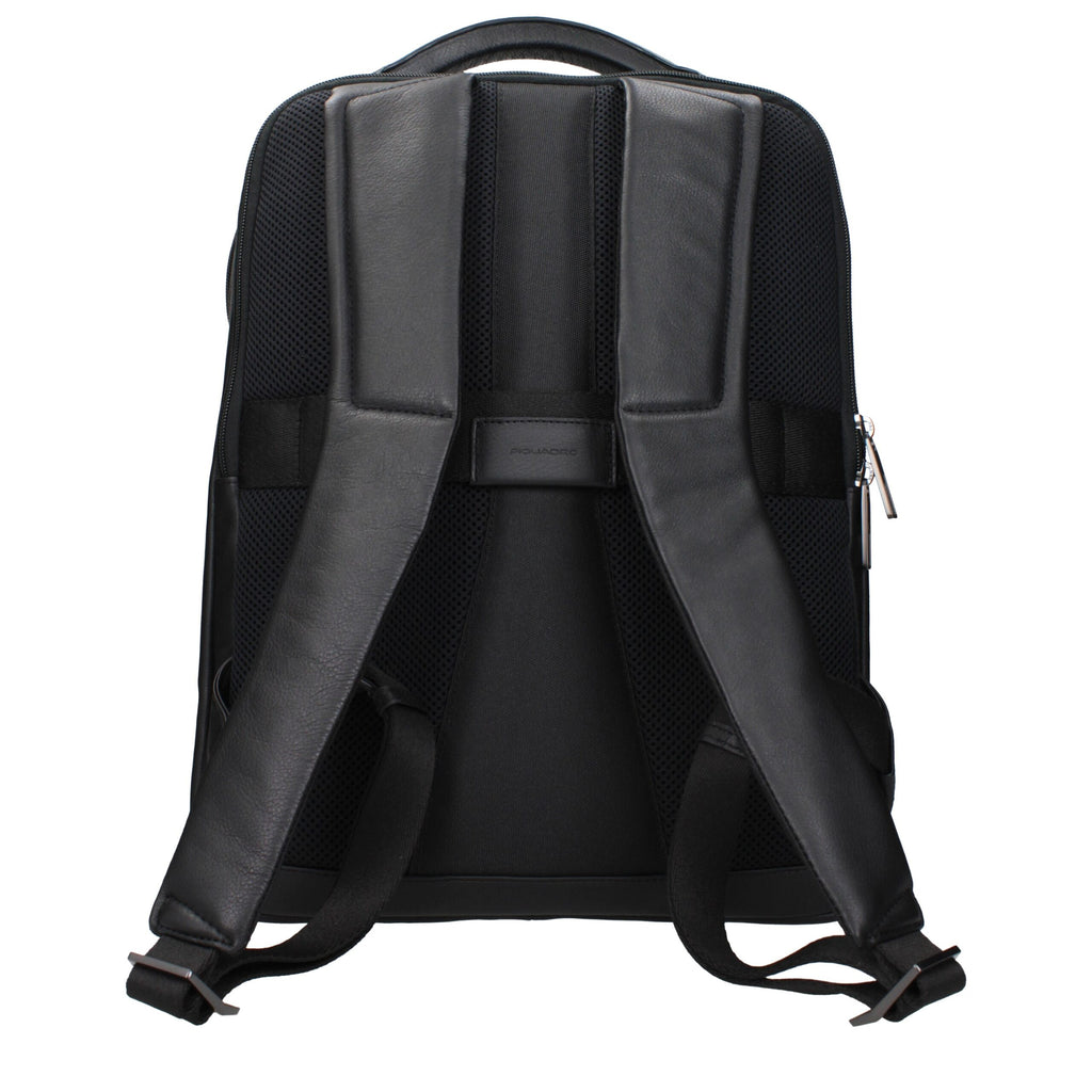 Piquadro Schwarzer Lederrucksack