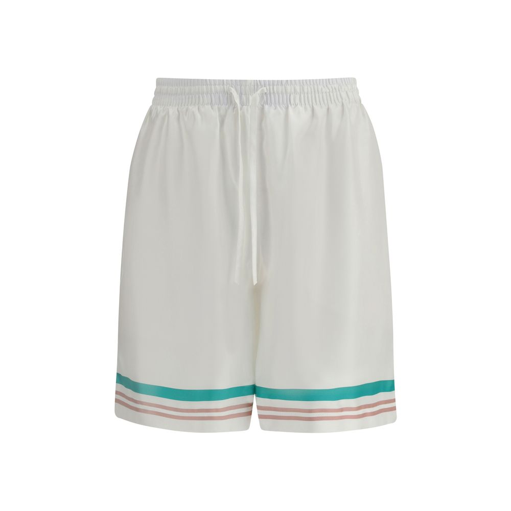 Casablanca Weiße Seiden-Bermuda-Shorts