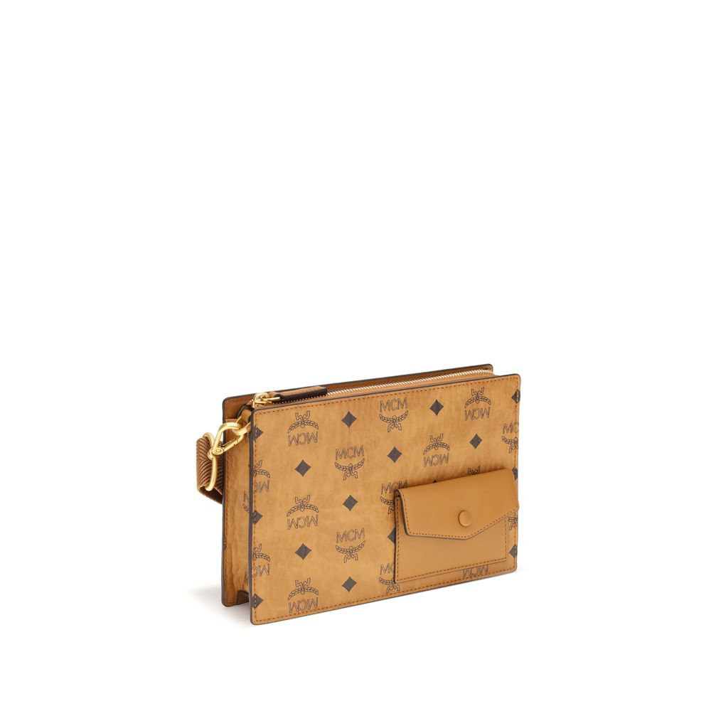 MCM Braune Canvas-Umhängetasche