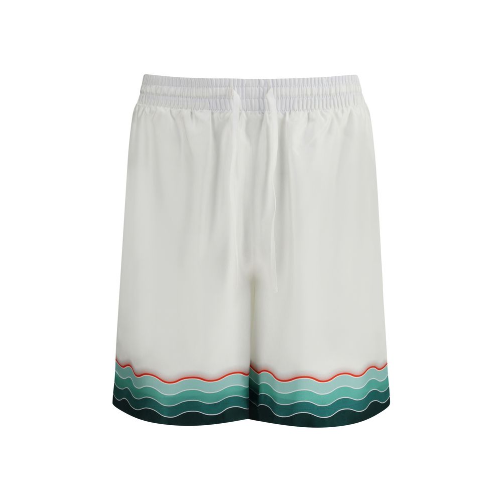 Casablanca Weiße Seiden-Bermuda-Shorts