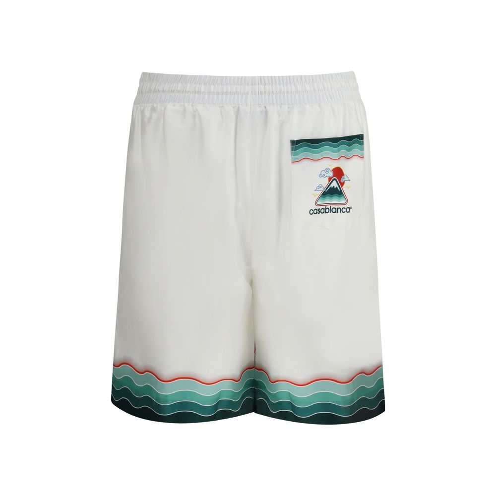 Casablanca Weiße Seiden-Bermuda-Shorts