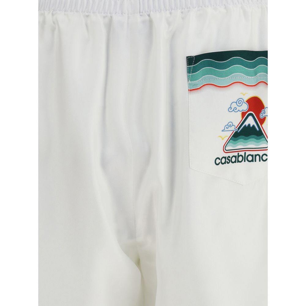 Casablanca Weiße Seiden-Bermuda-Shorts