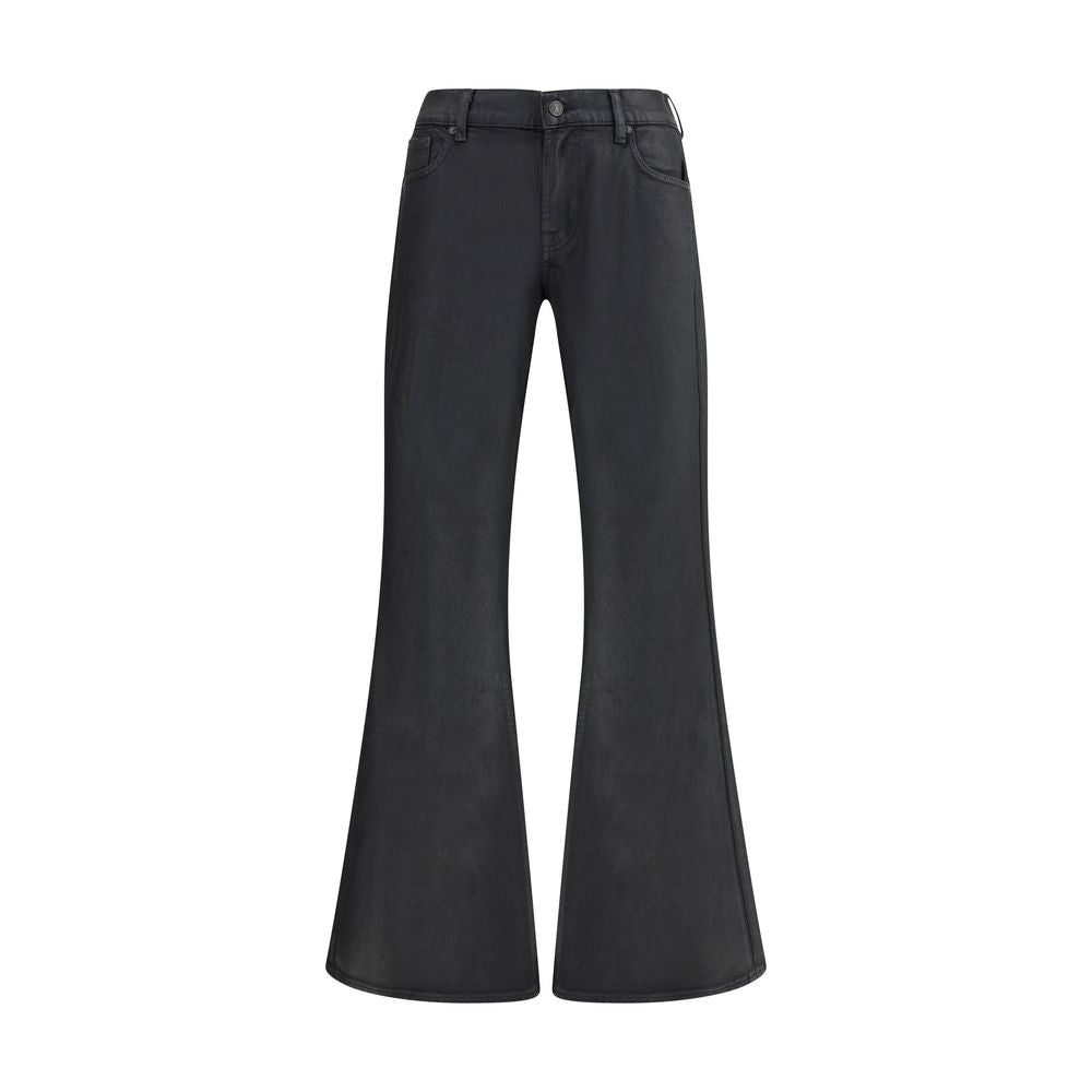 7FOR Schwarze Baumwoll-Jeans mit ausgestelltem Bein